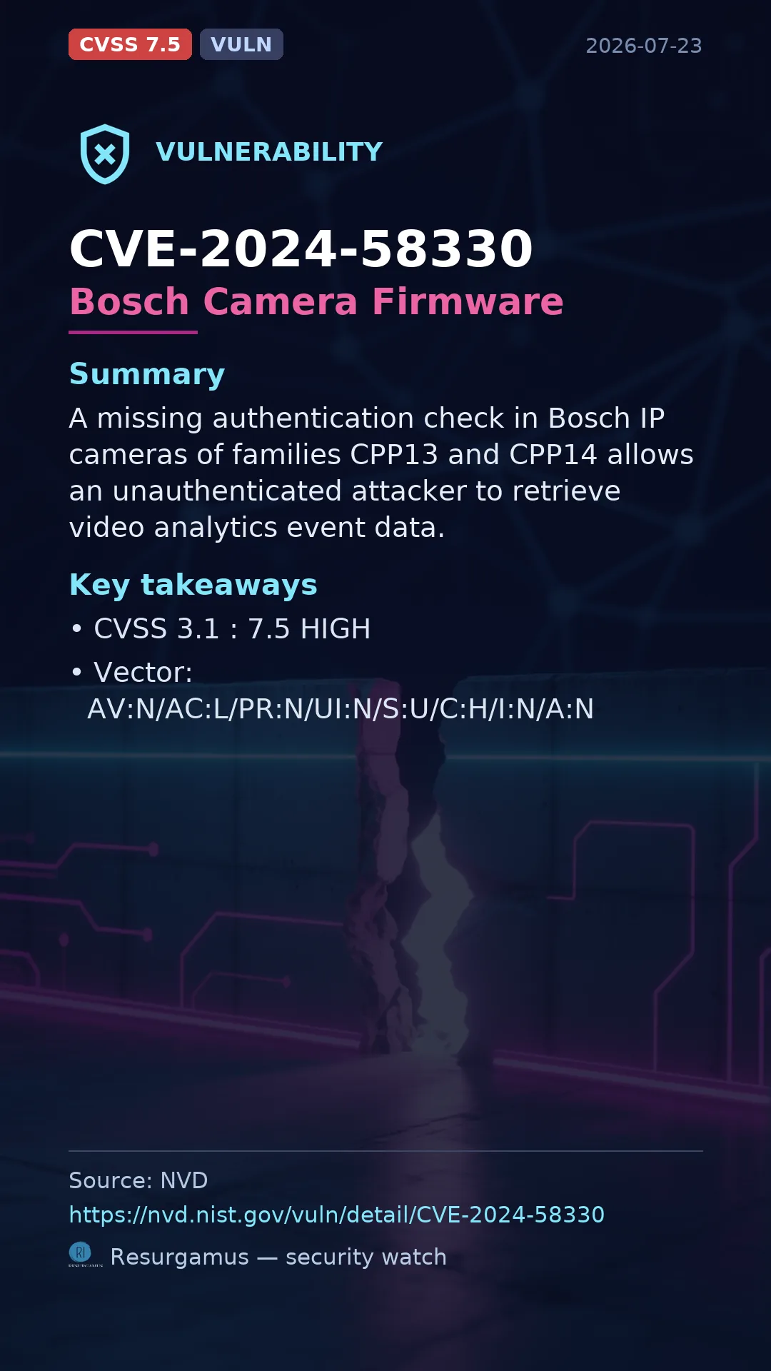 CVE-2024-58330 Bosch Camera Firmware Vulnerability