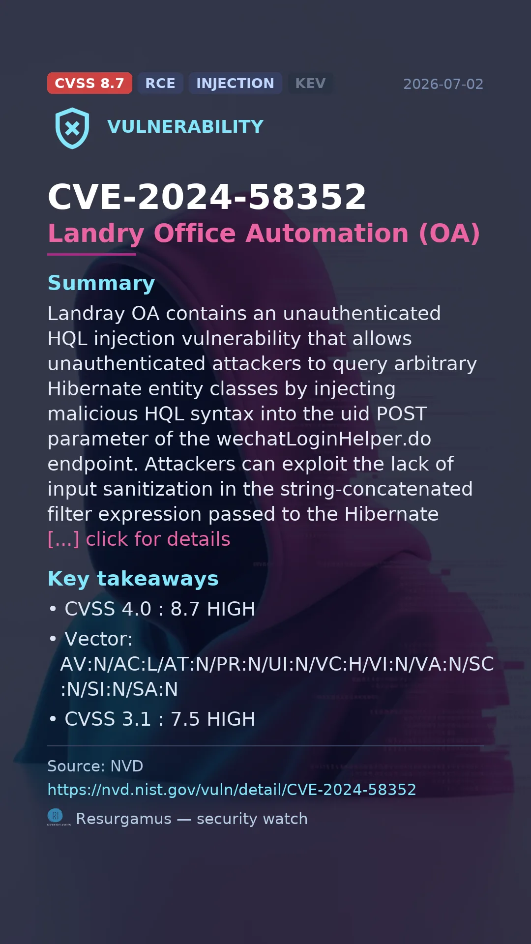 CVE-2024-58352 Landry Office Automation (OA) Vulnerability