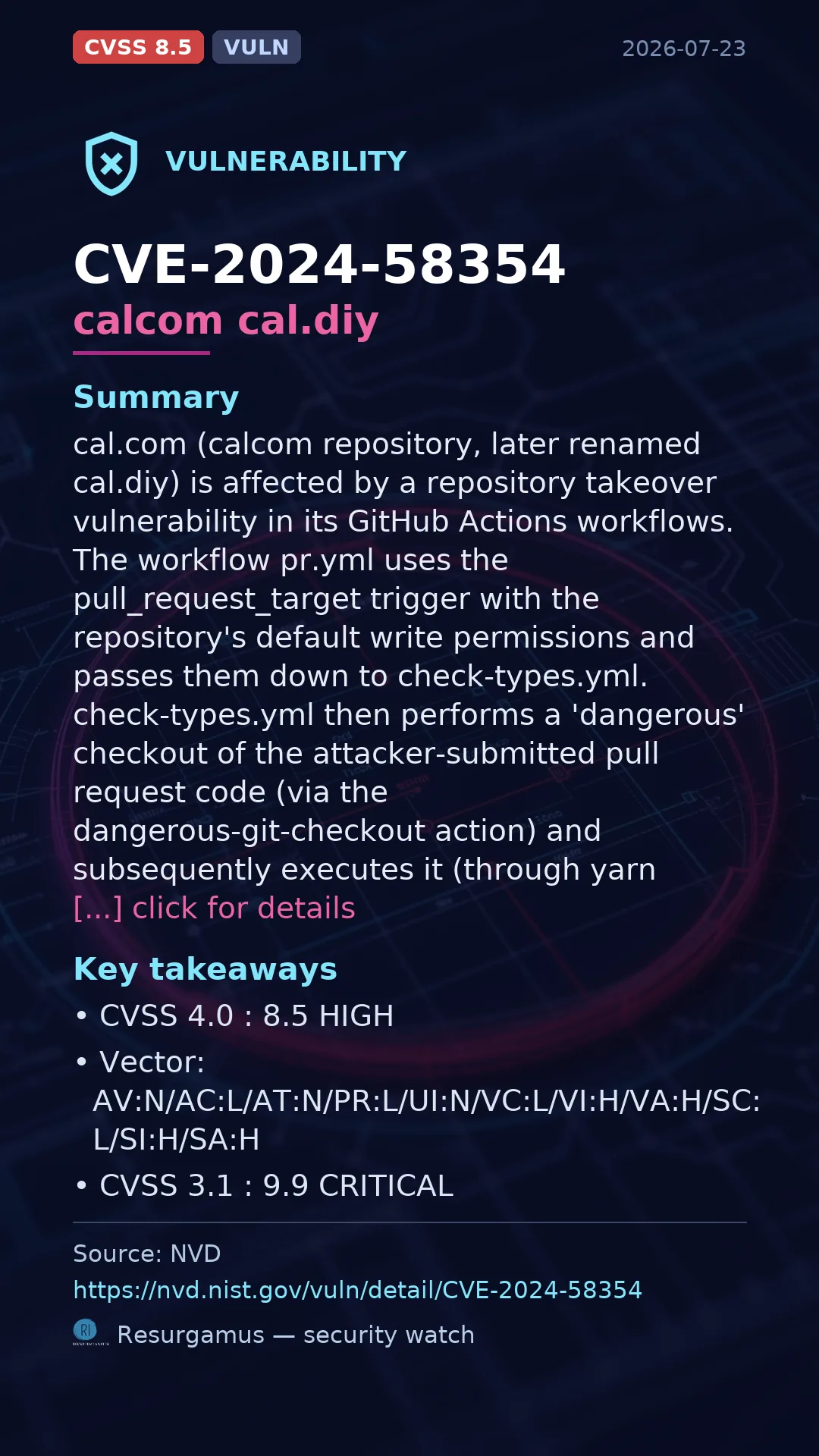 CVE-2024-58354 - calcom cal.diy vulnerability