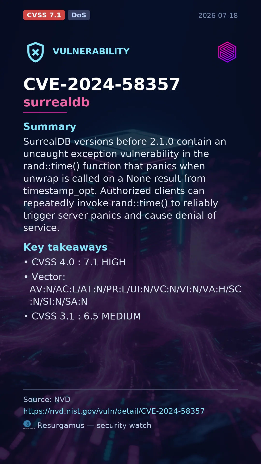 CVE-2024-58357 surrealdb Vulnerability