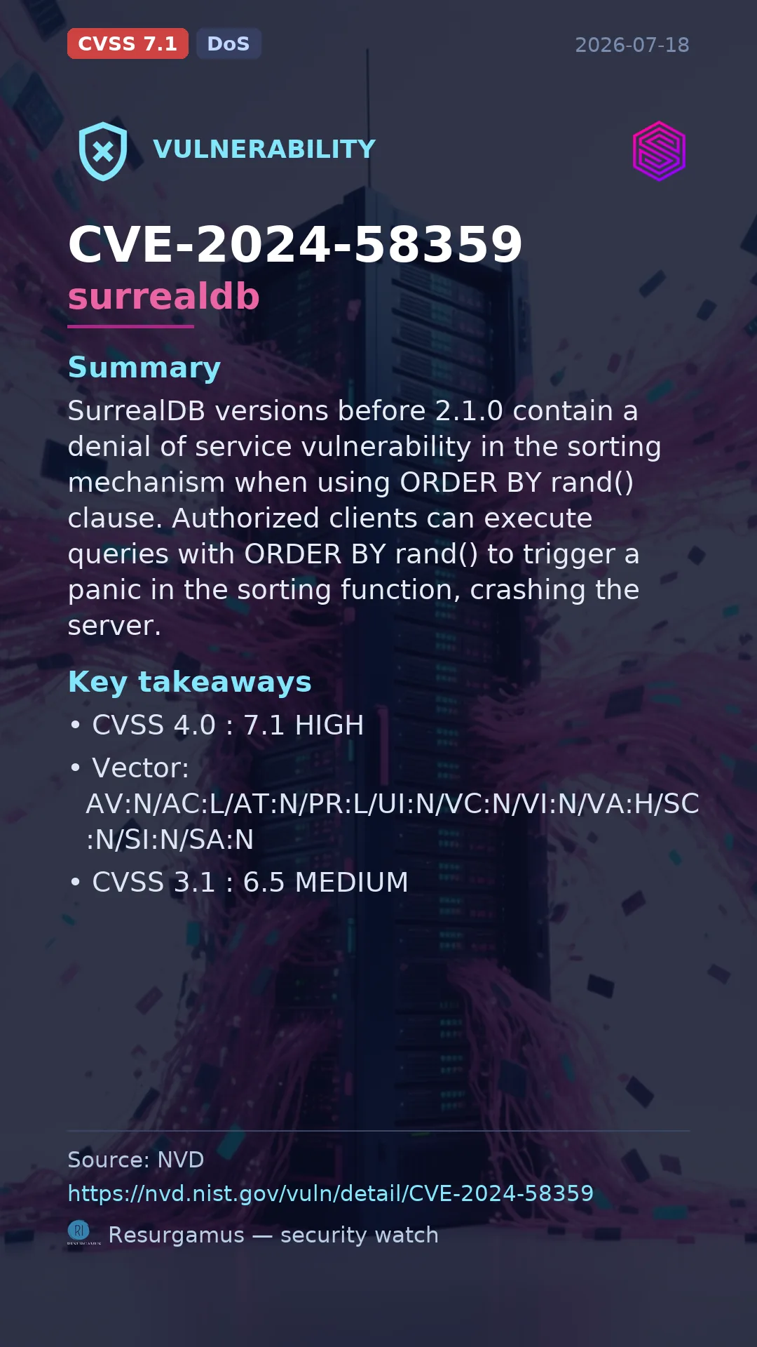 CVE-2024-58359 surrealdb Vulnerability
