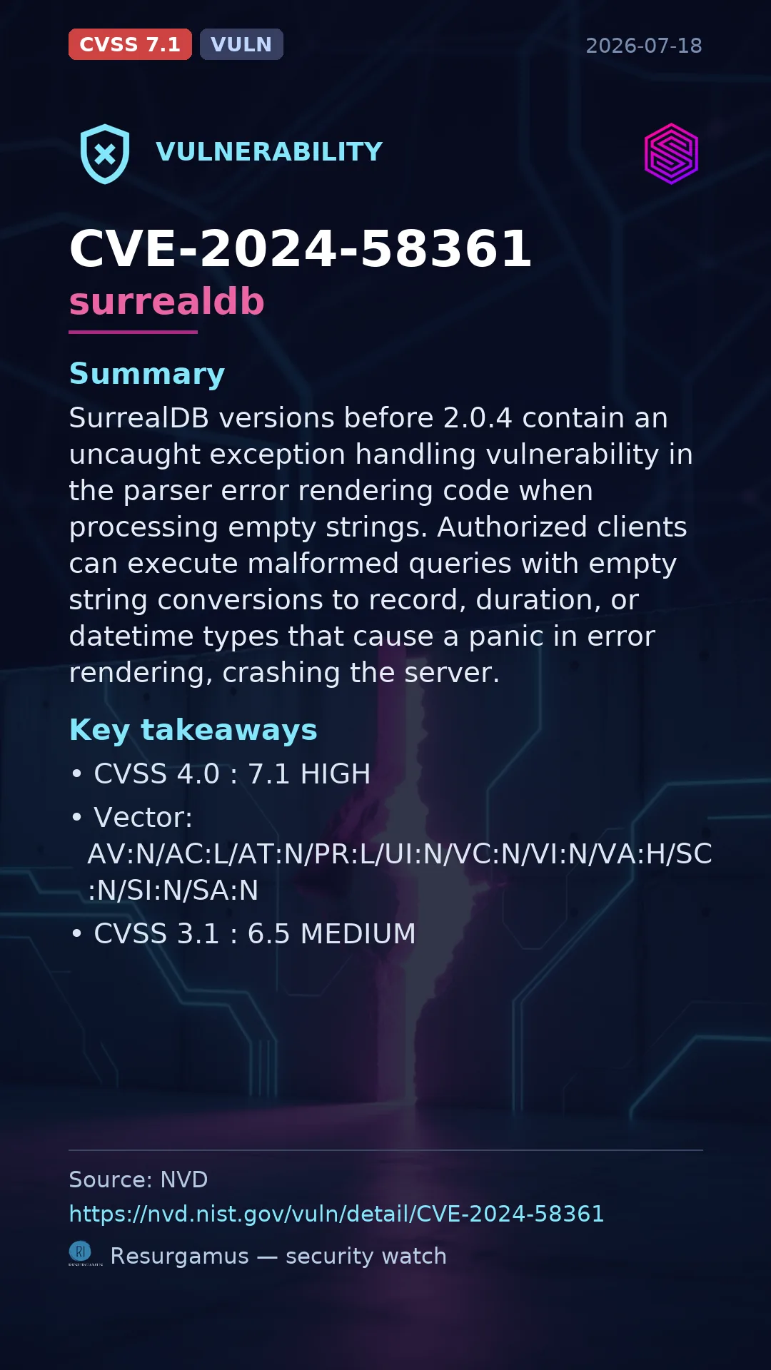 CVE-2024-58361 surrealdb Vulnerability