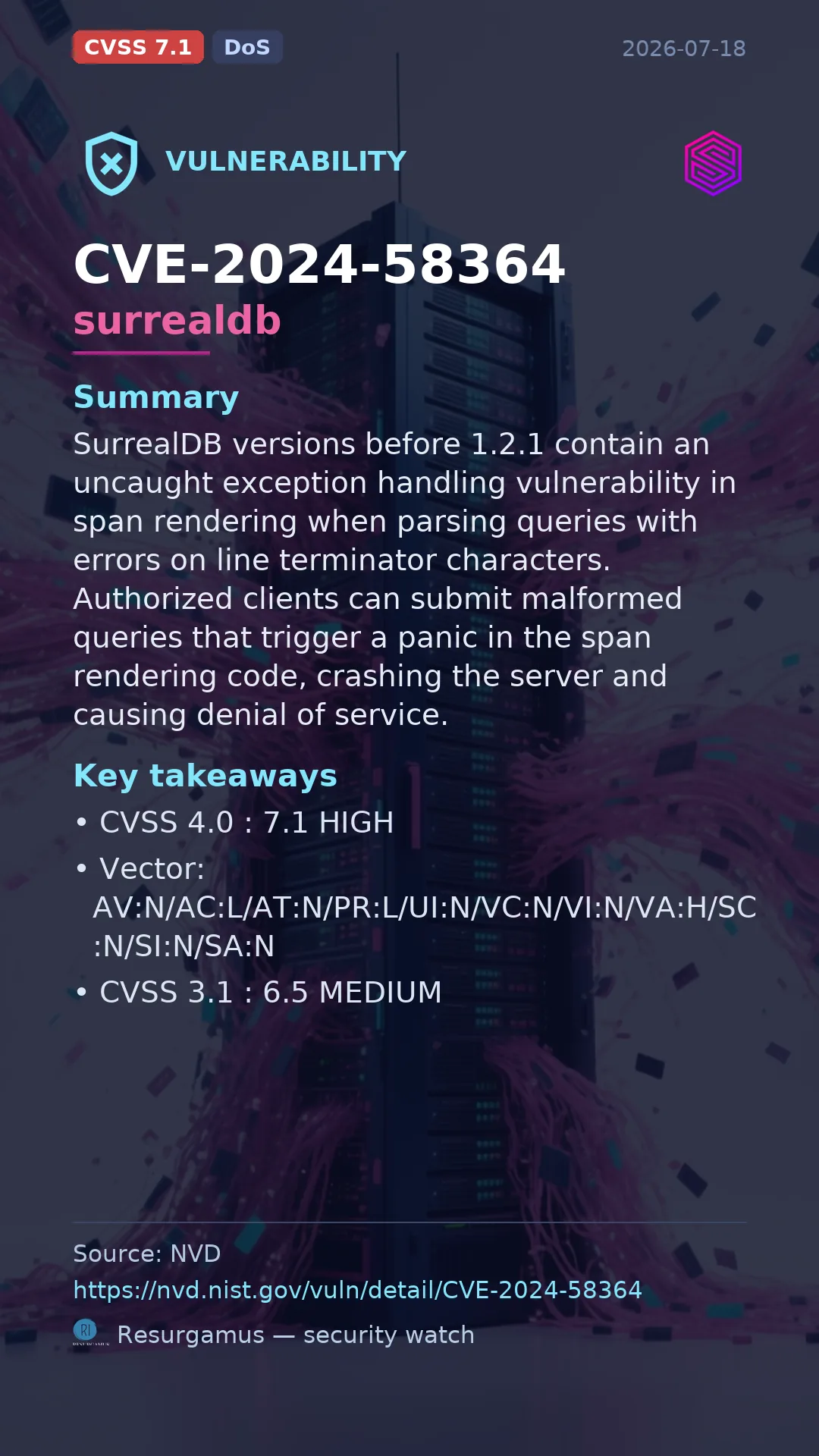 CVE-2024-58364 surrealdb Vulnerability
