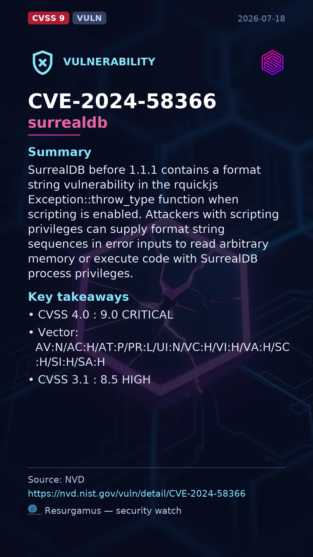 CVE-2024-58366 surrealdb Vulnerability