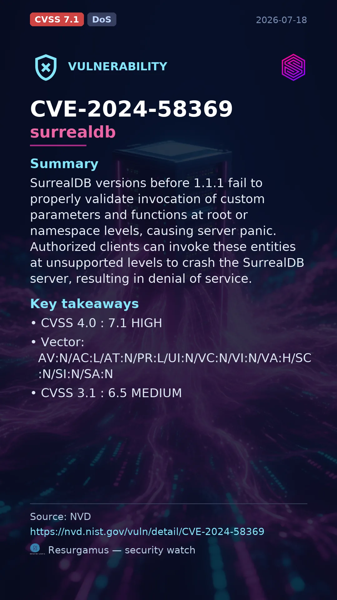 CVE-2024-58369 surrealdb Vulnerability
