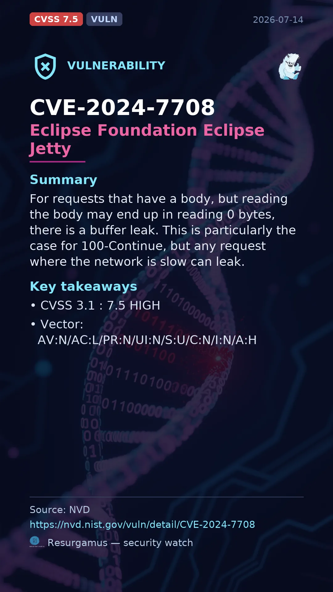 CVE-2024-7708 Eclipse Foundation Eclipse Jetty Vulnerability