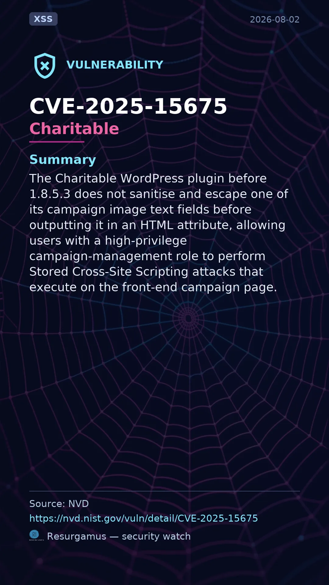 CVE-2025-15675 Charitable Vulnerability