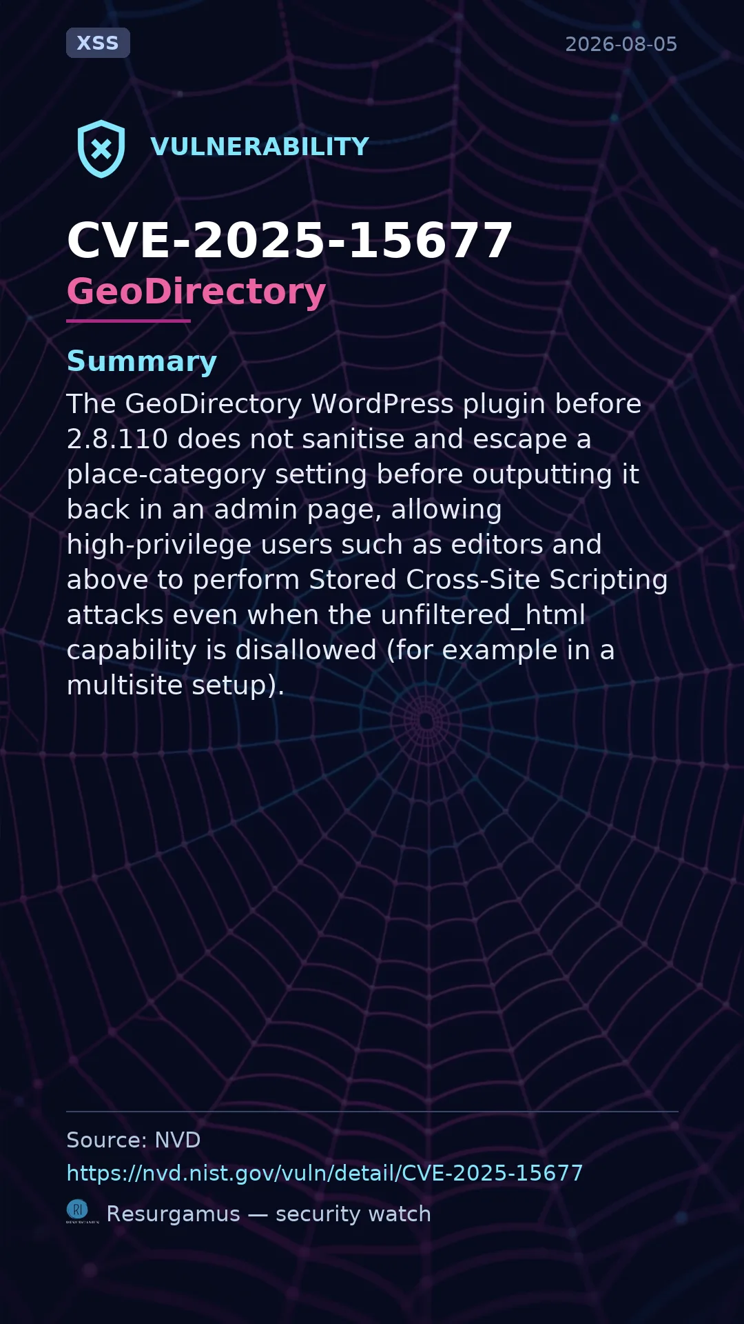 CVE-2025-15677 GeoDirectory Vulnerability