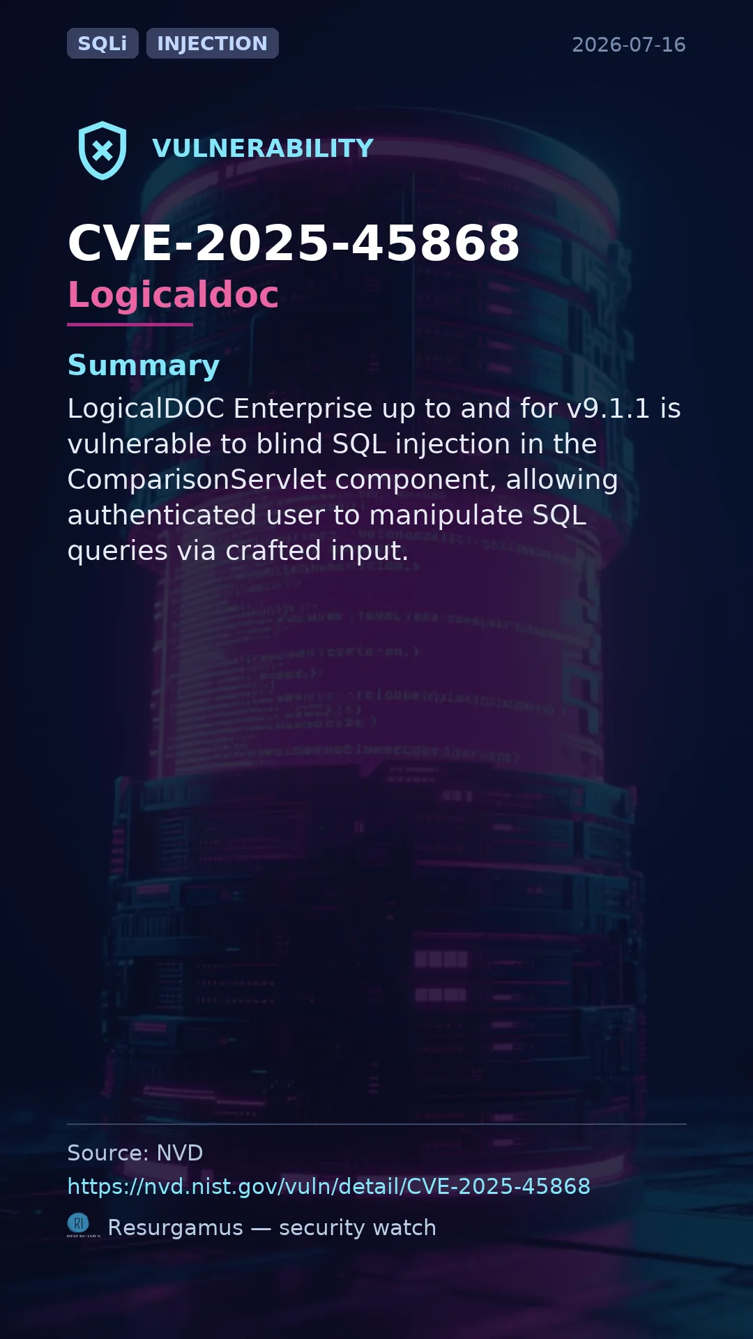 CVE-2025-45868 Logicaldoc Vulnerability