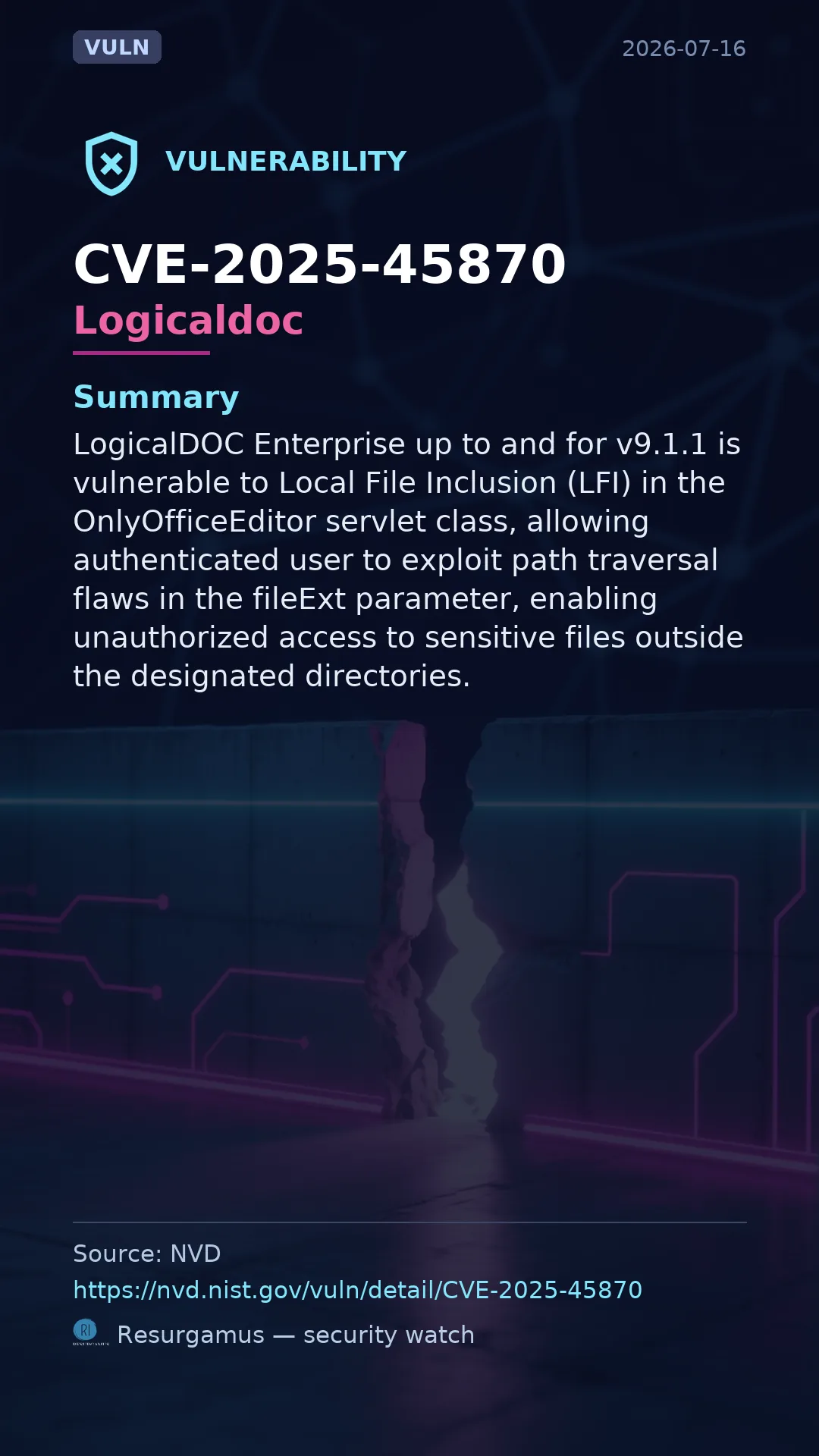 CVE-2025-45870 Logicaldoc Vulnerability