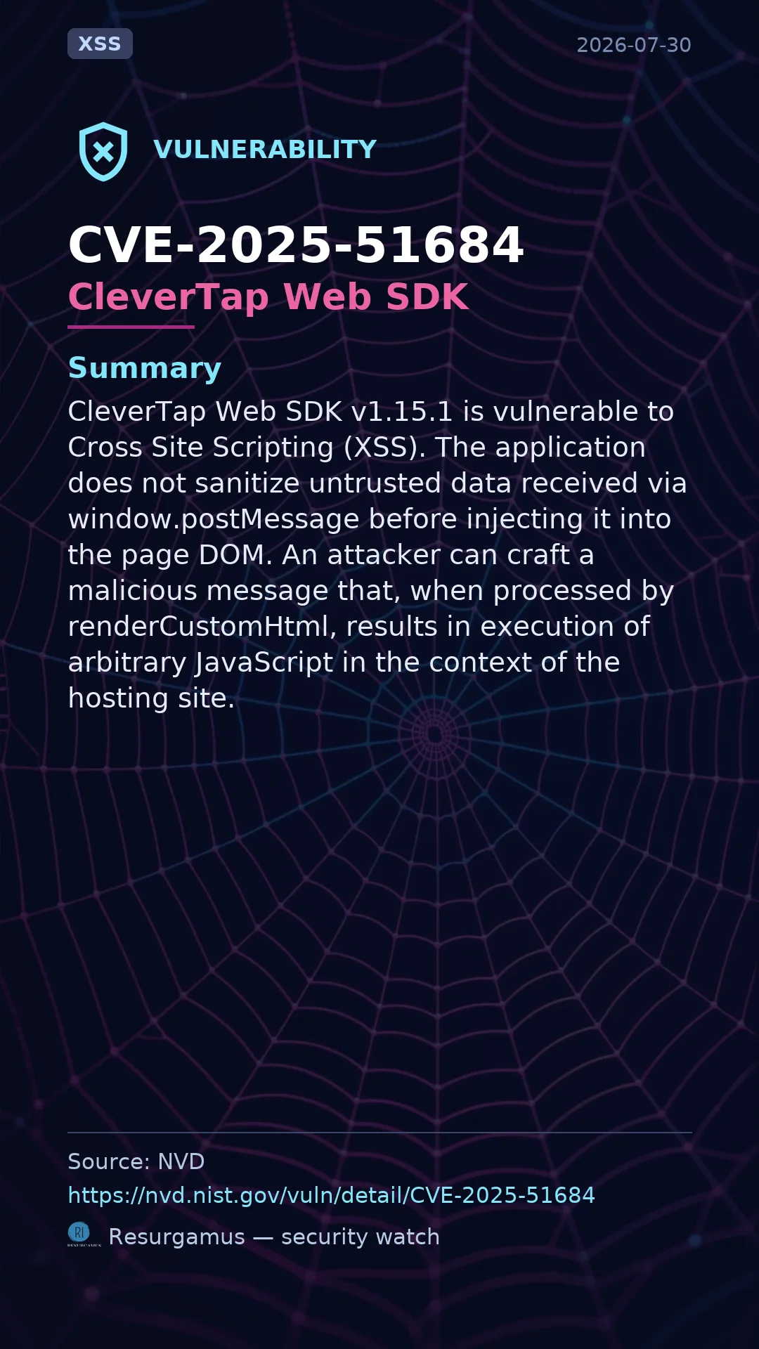 CVE-2025-51684 CleverTap Web SDK Vulnerability