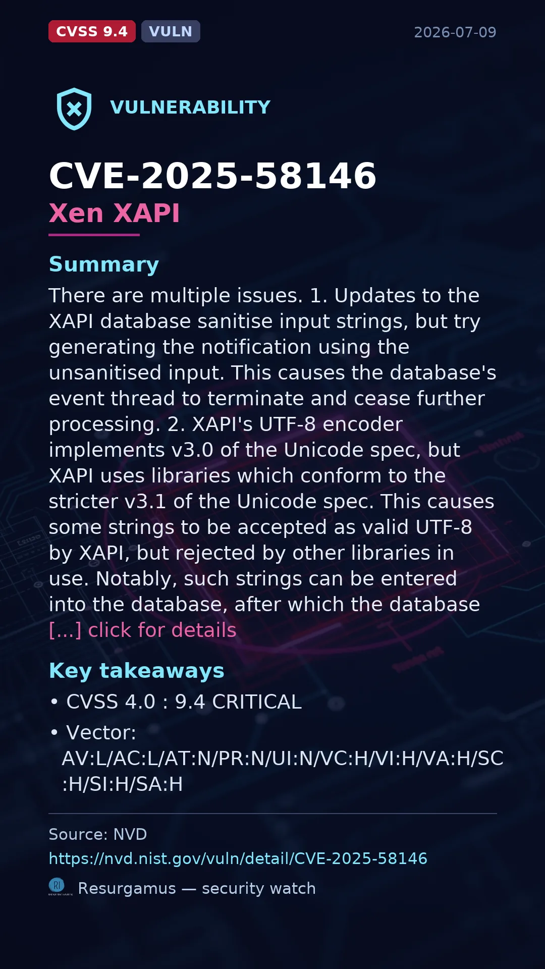 CVE-2025-58146 Xen XAPI Vulnerability