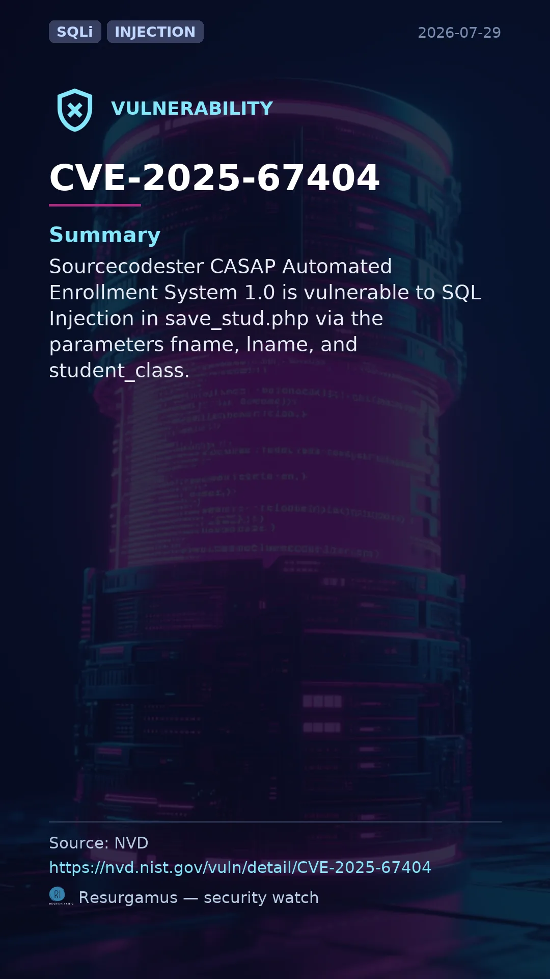 CVE-2025-67404  Vulnerability