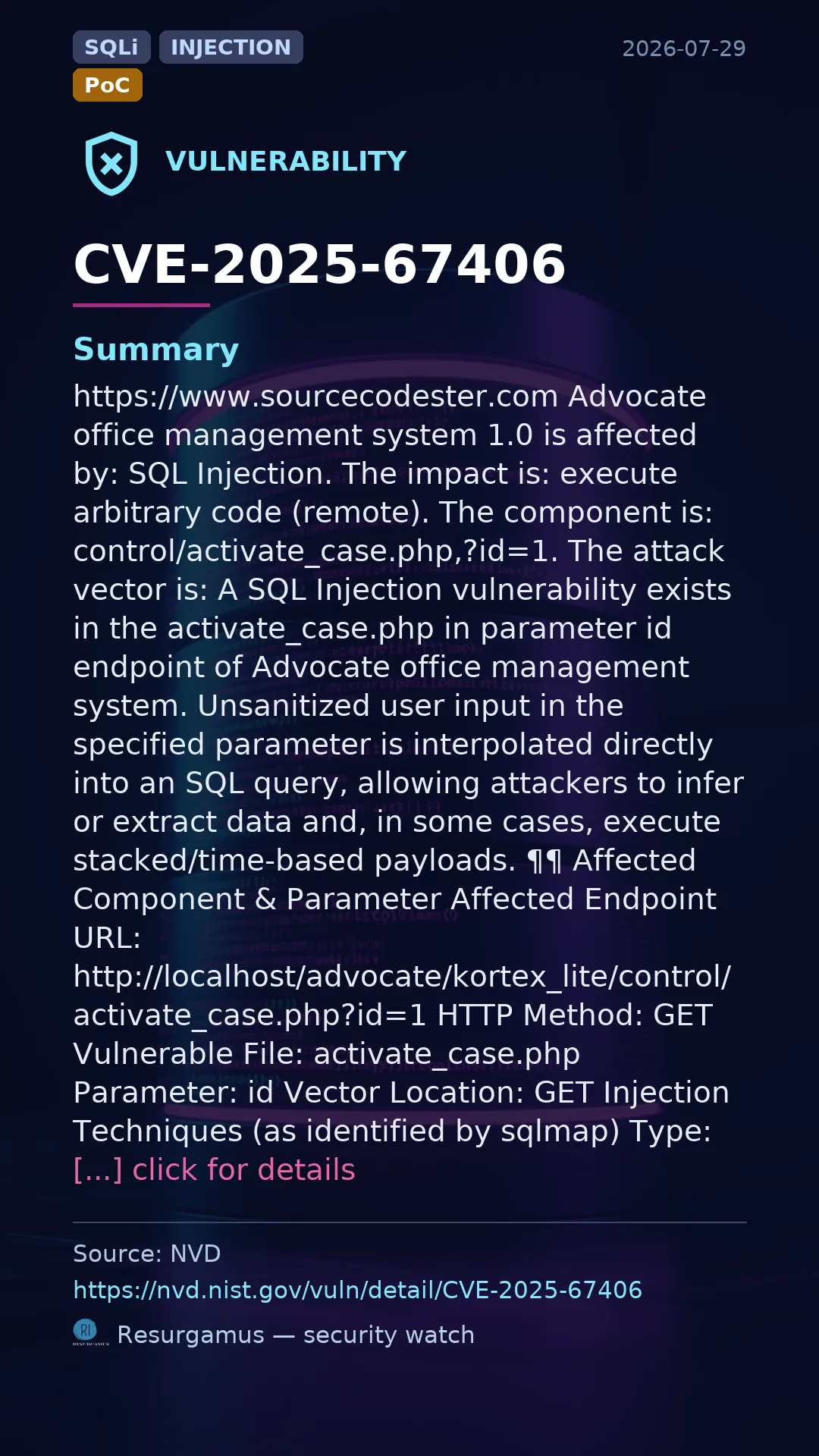 CVE-2025-67406  Vulnerability