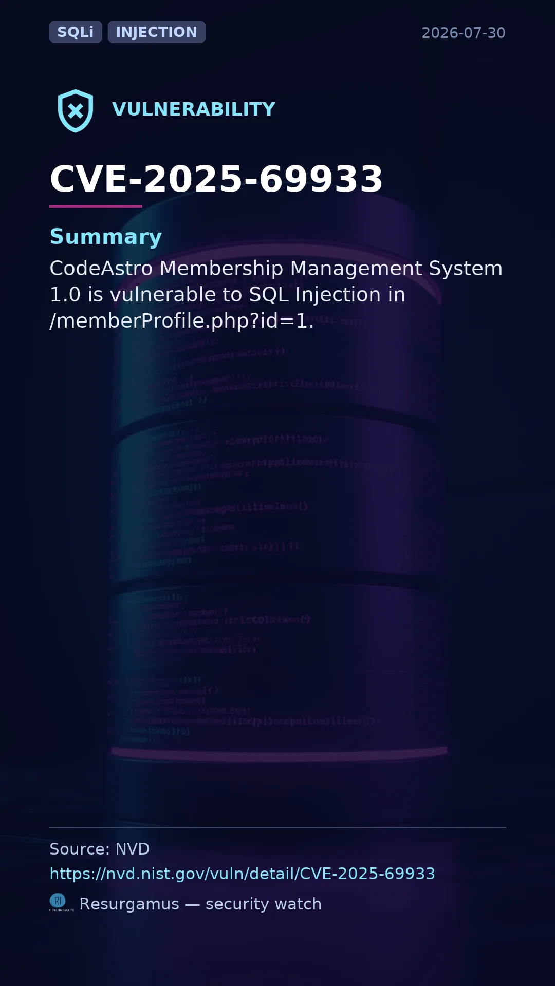 CVE-2025-69933  Vulnerability