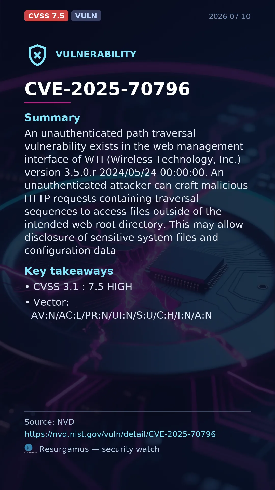 CVE-2025-70796  Vulnerability