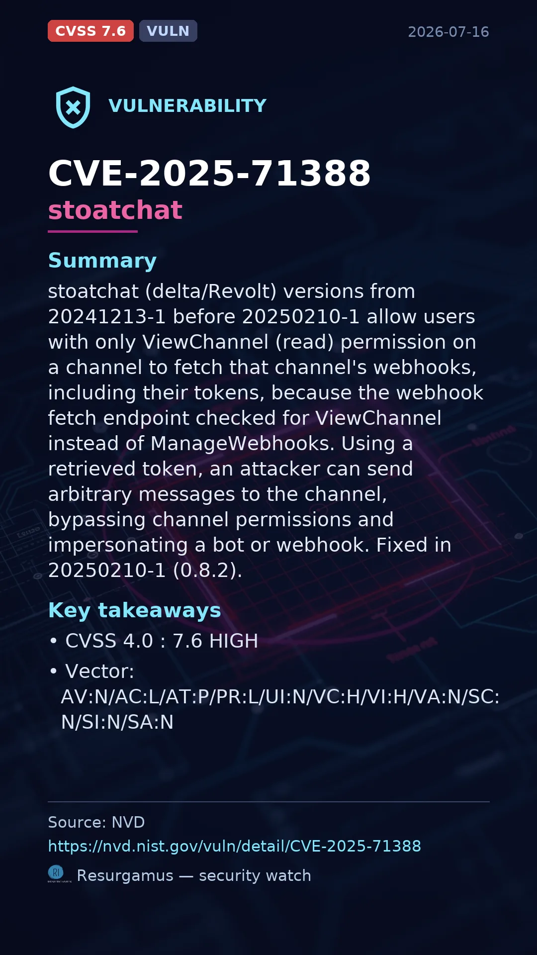 CVE-2025-71388 stoatchat Vulnerability