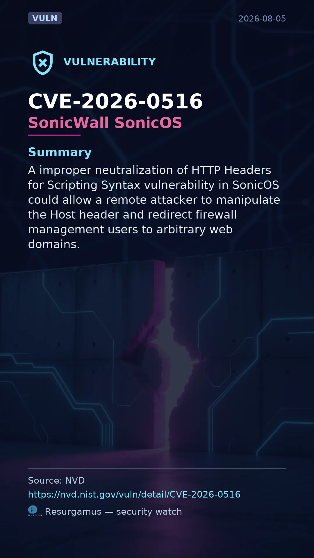 CVE-2026-0516 SonicWall SonicOS Vulnerability