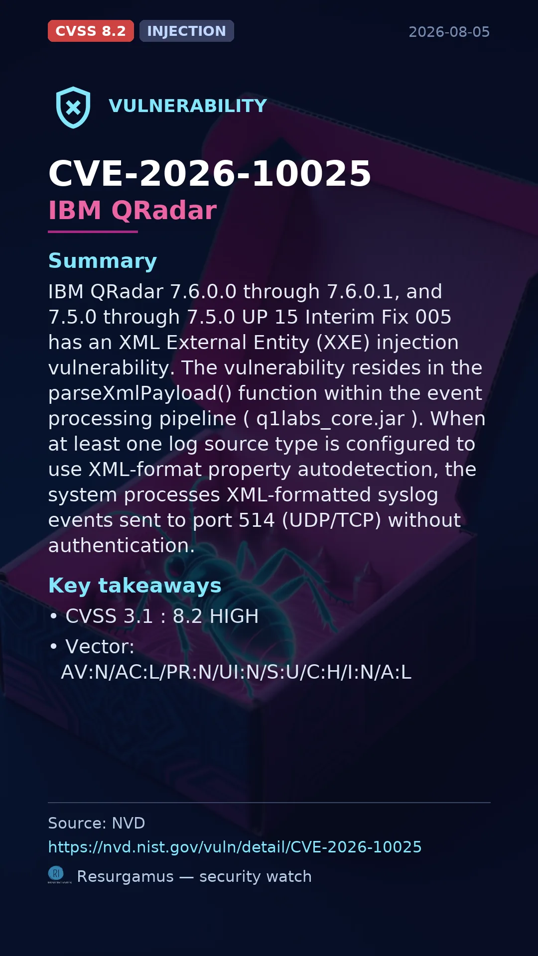 CVE-2026-10025 IBM QRadar Vulnerability