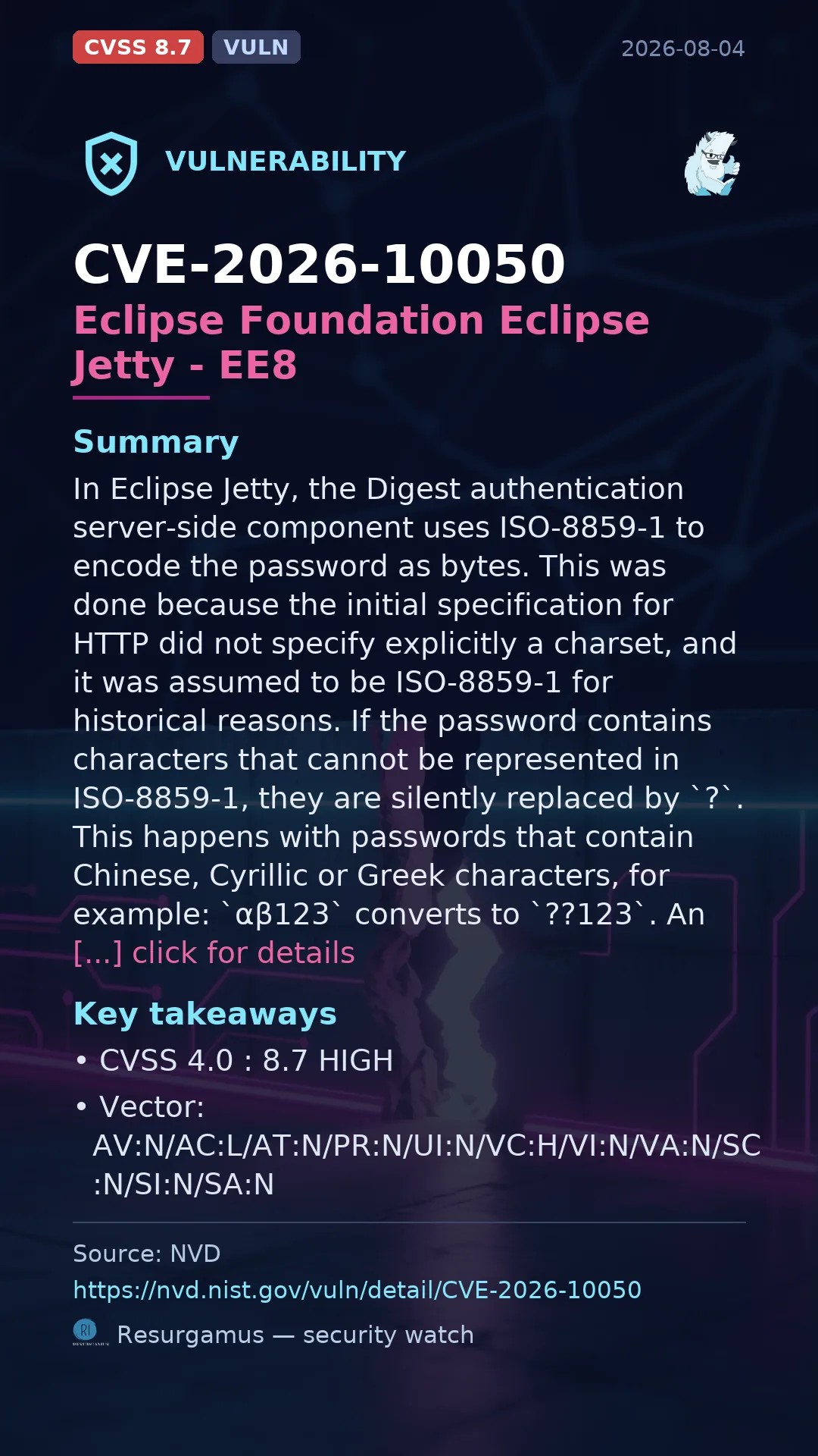 CVE-2026-10050 Eclipse Foundation Eclipse Jetty - EE8 Vulnerability