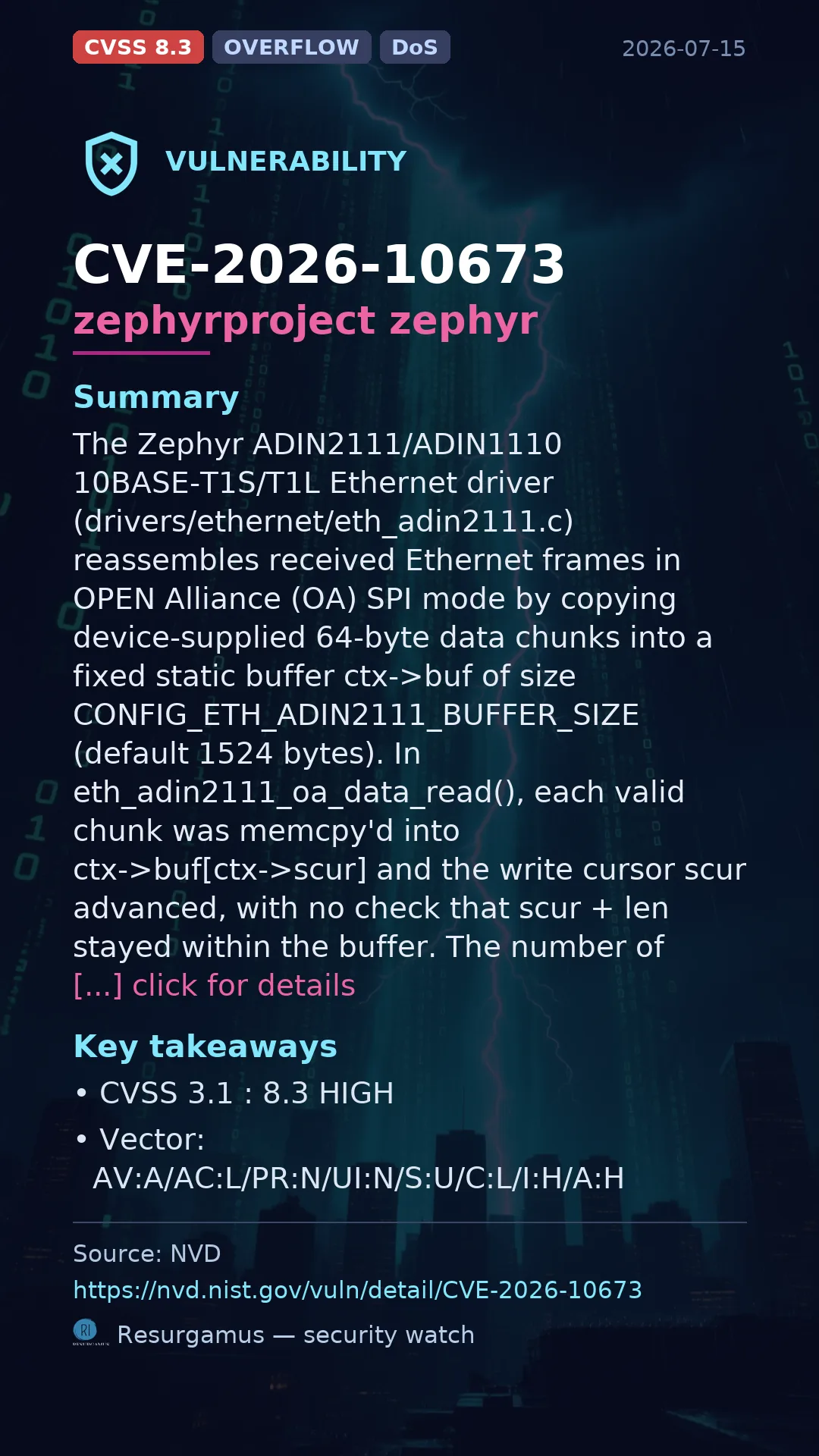 CVE-2026-10673 zephyrproject zephyr Vulnerability