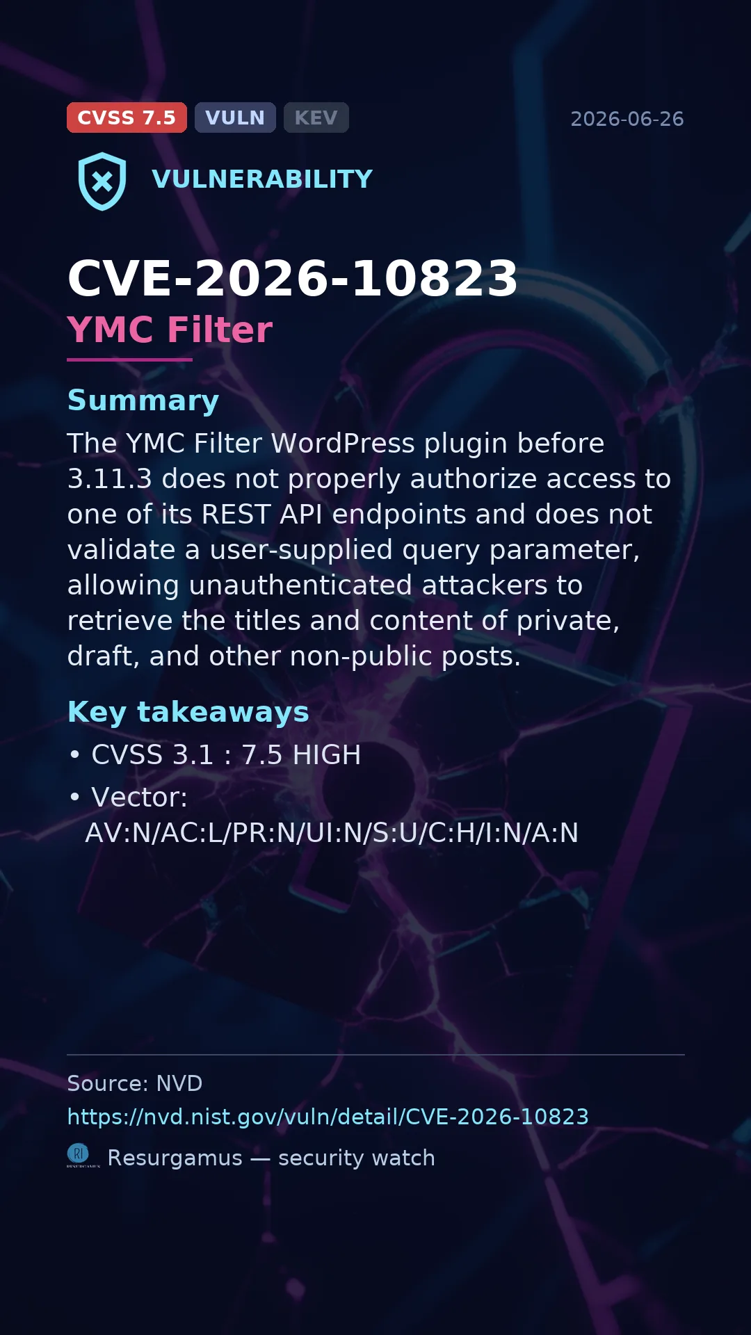 CVE-2026-10823 YMC Filter Vulnerability