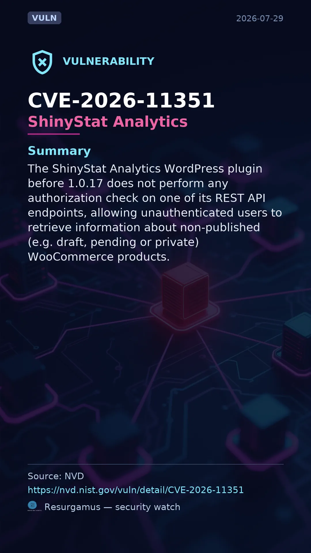CVE-2026-11351 ShinyStat Analytics Vulnerability