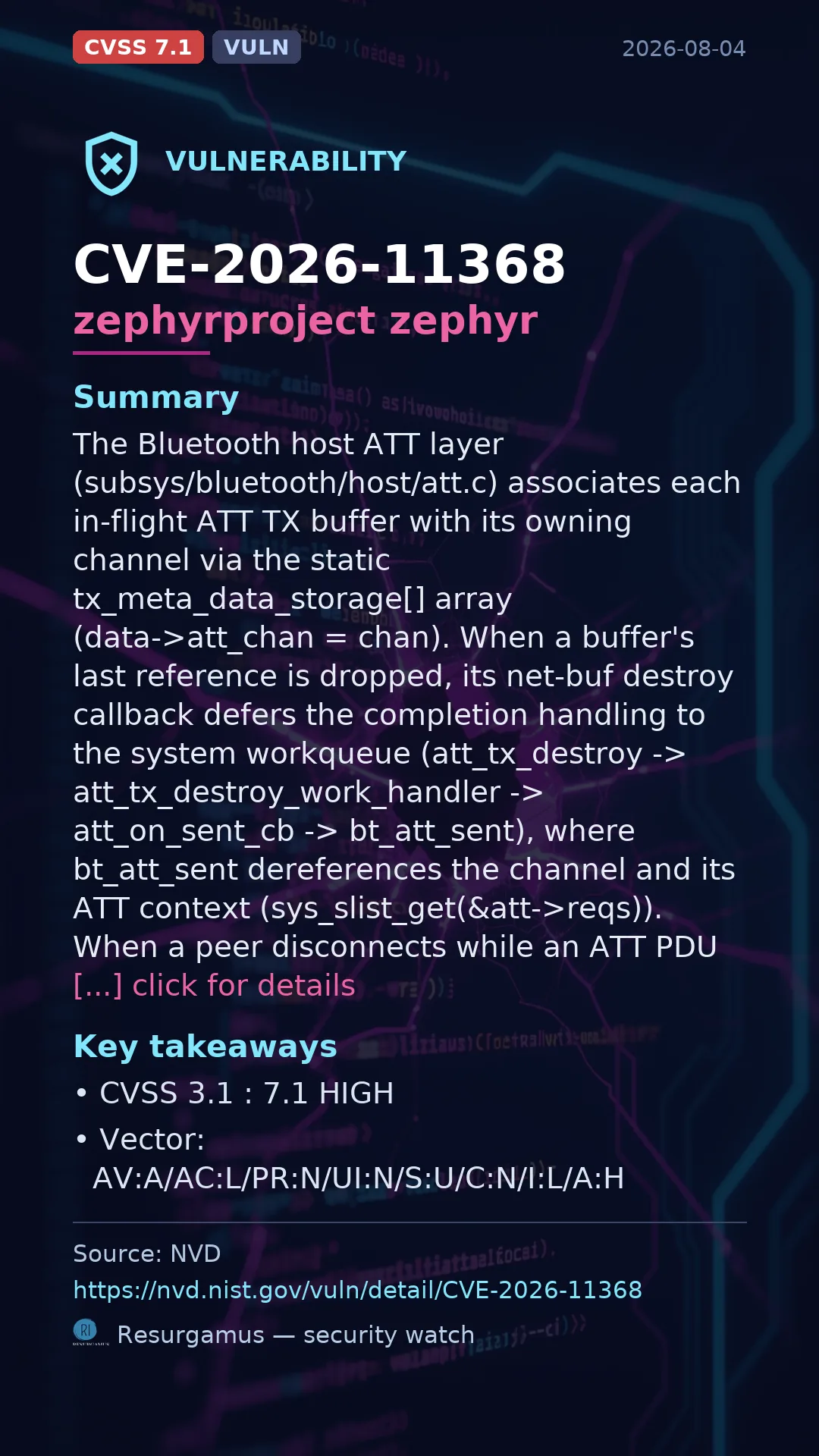 CVE-2026-11368 zephyrproject zephyr Vulnerability