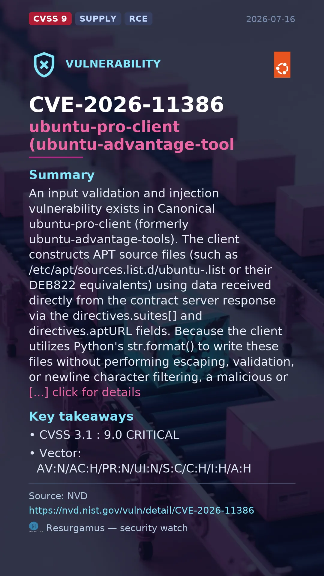 CVE-2026-11386 ubuntu-pro-client (ubuntu-advantage-tool Vulnerability