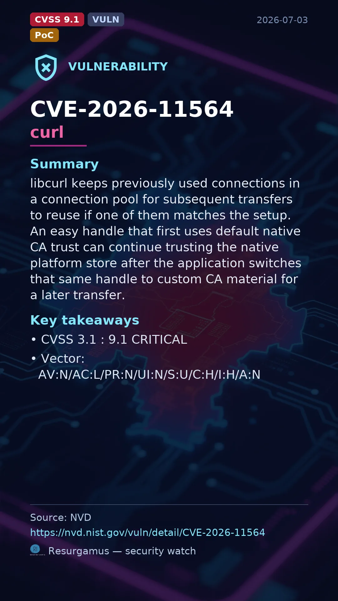 CVE-2026-11564 curl Vulnerability
