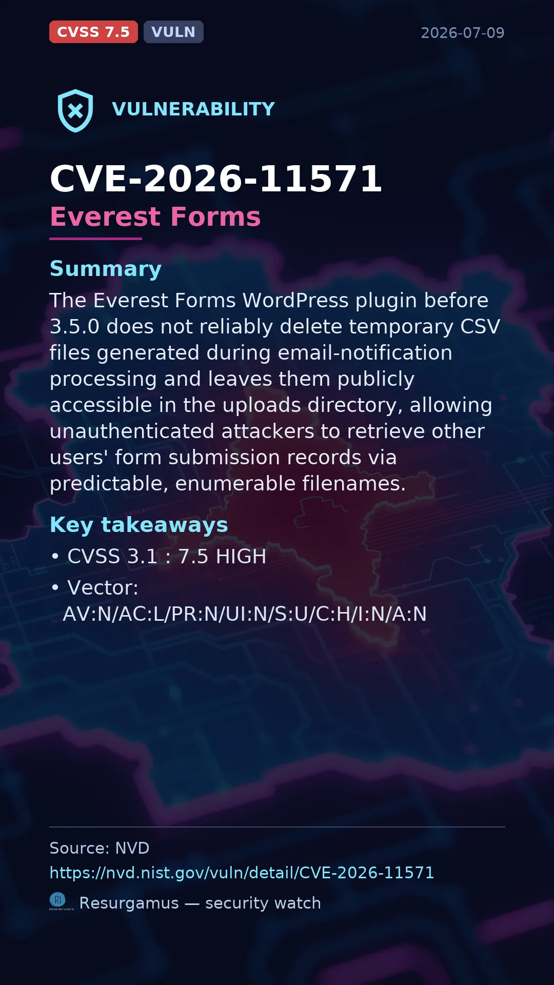 CVE-2026-11571 Everest Forms Vulnerability