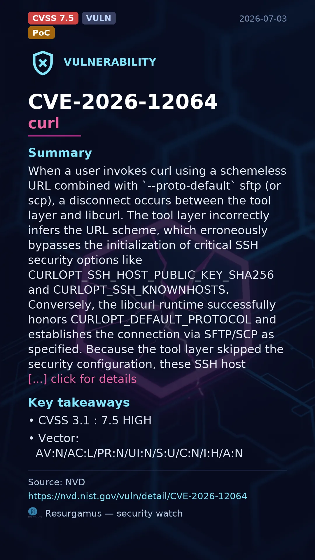CVE-2026-12064 curl Vulnerability