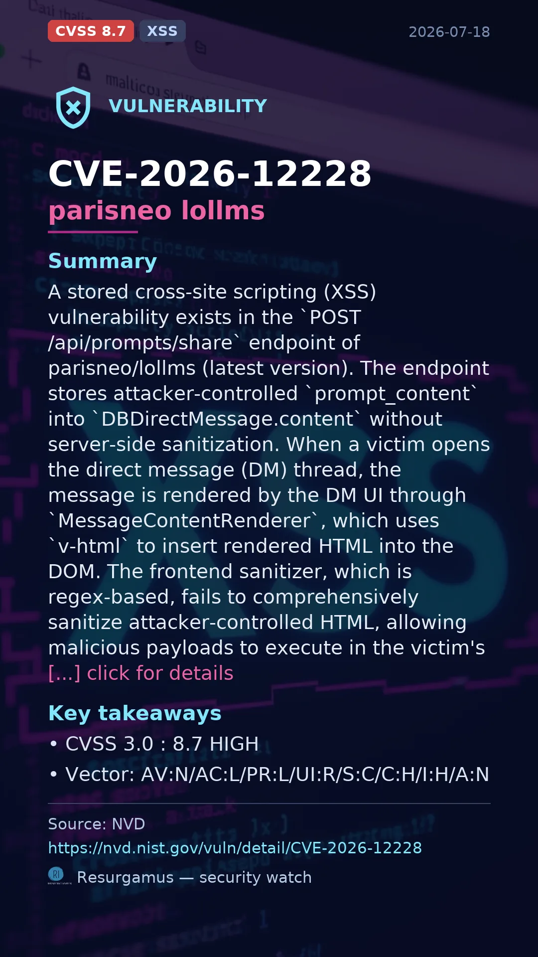 CVE-2026-12228 parisneo lollms Vulnerability