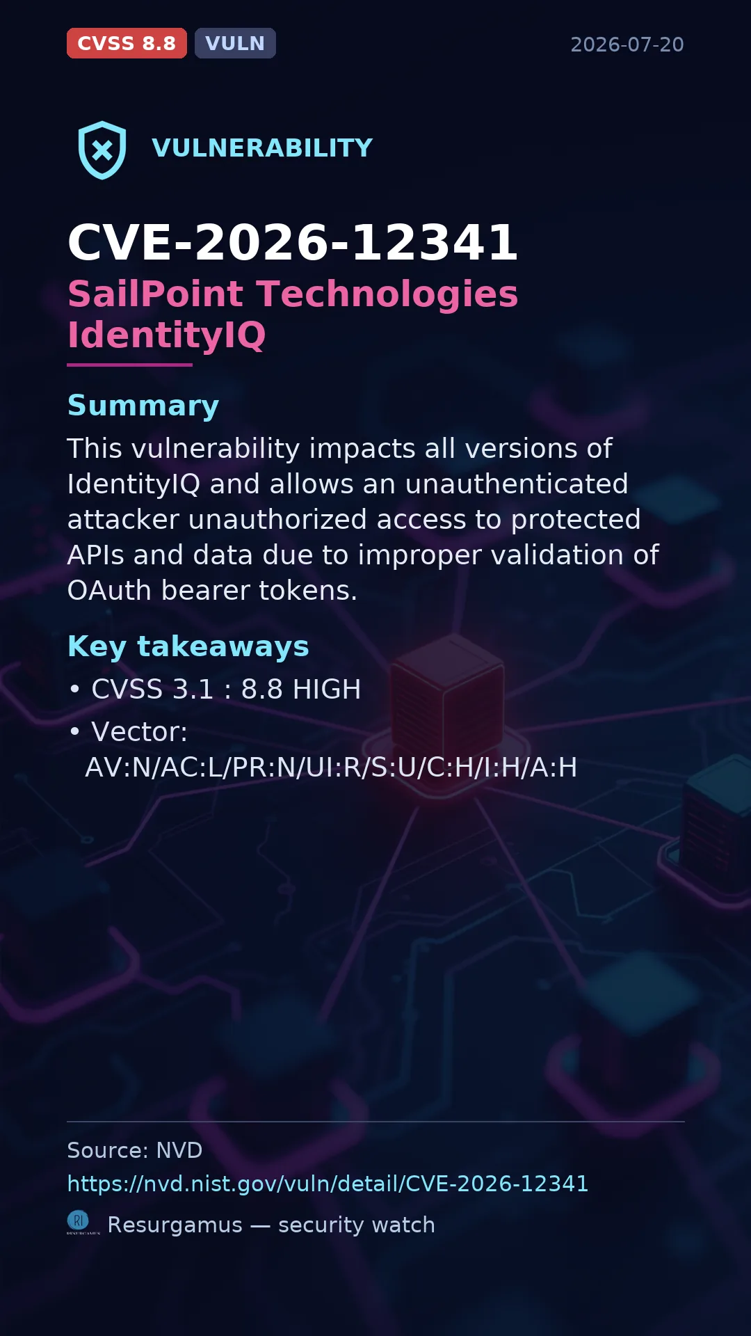 CVE-2026-12341 SailPoint Technologies IdentityIQ Vulnerability