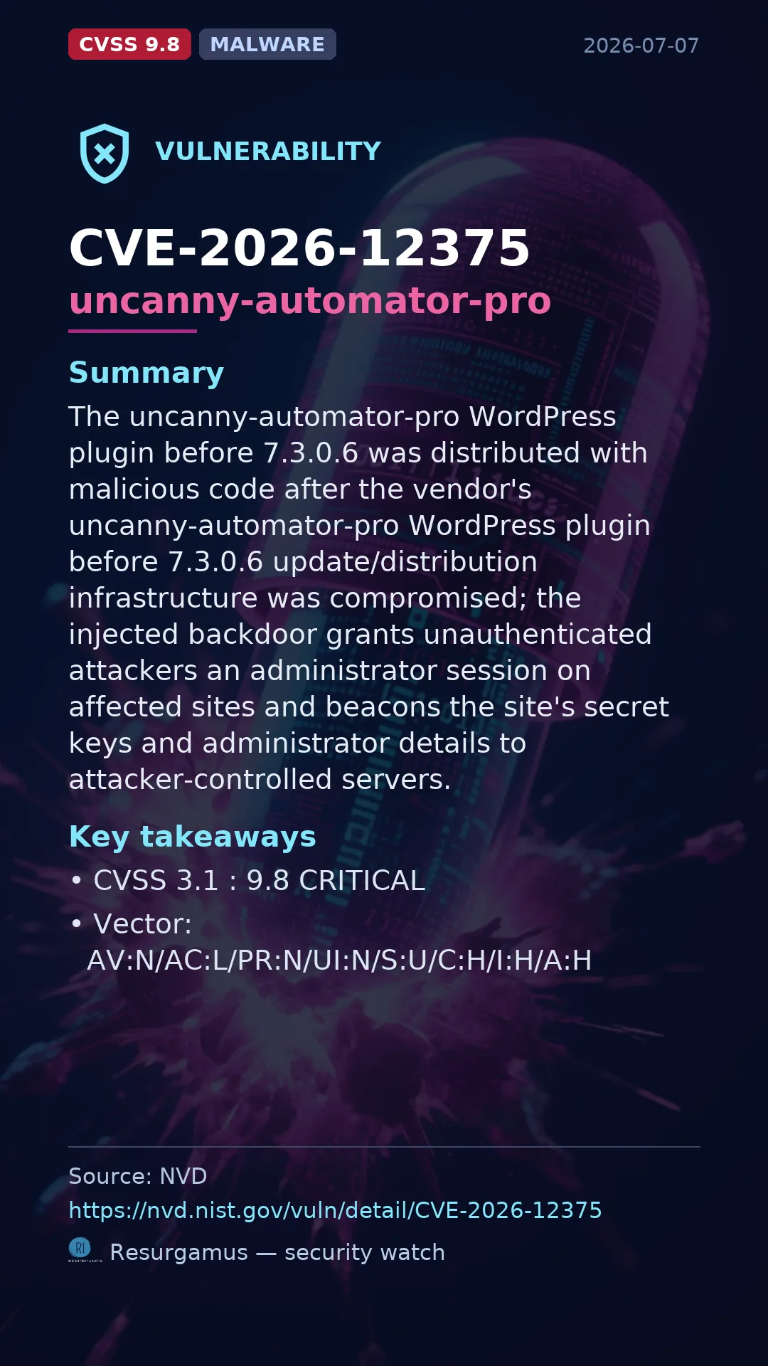 CVE-2026-12375 uncanny-automator-pro Vulnerability
