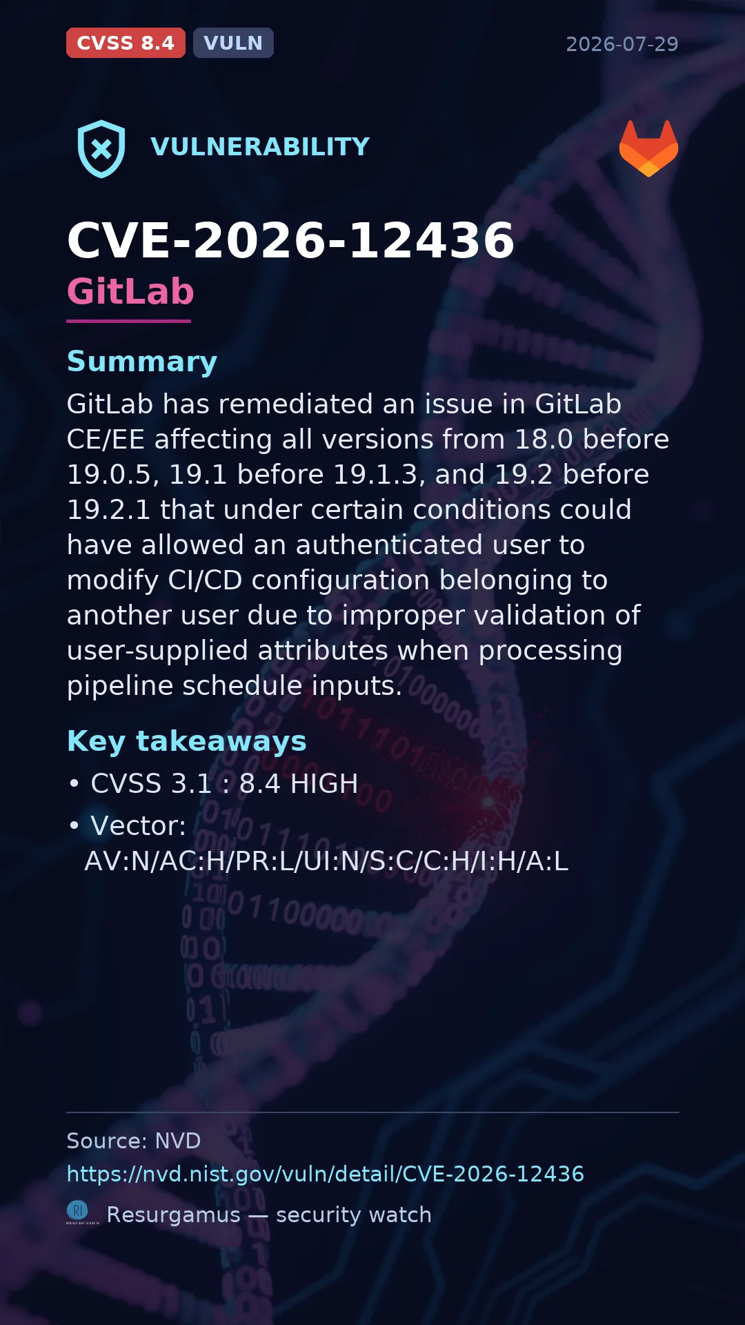 CVE-2026-12436 GitLab Vulnerability