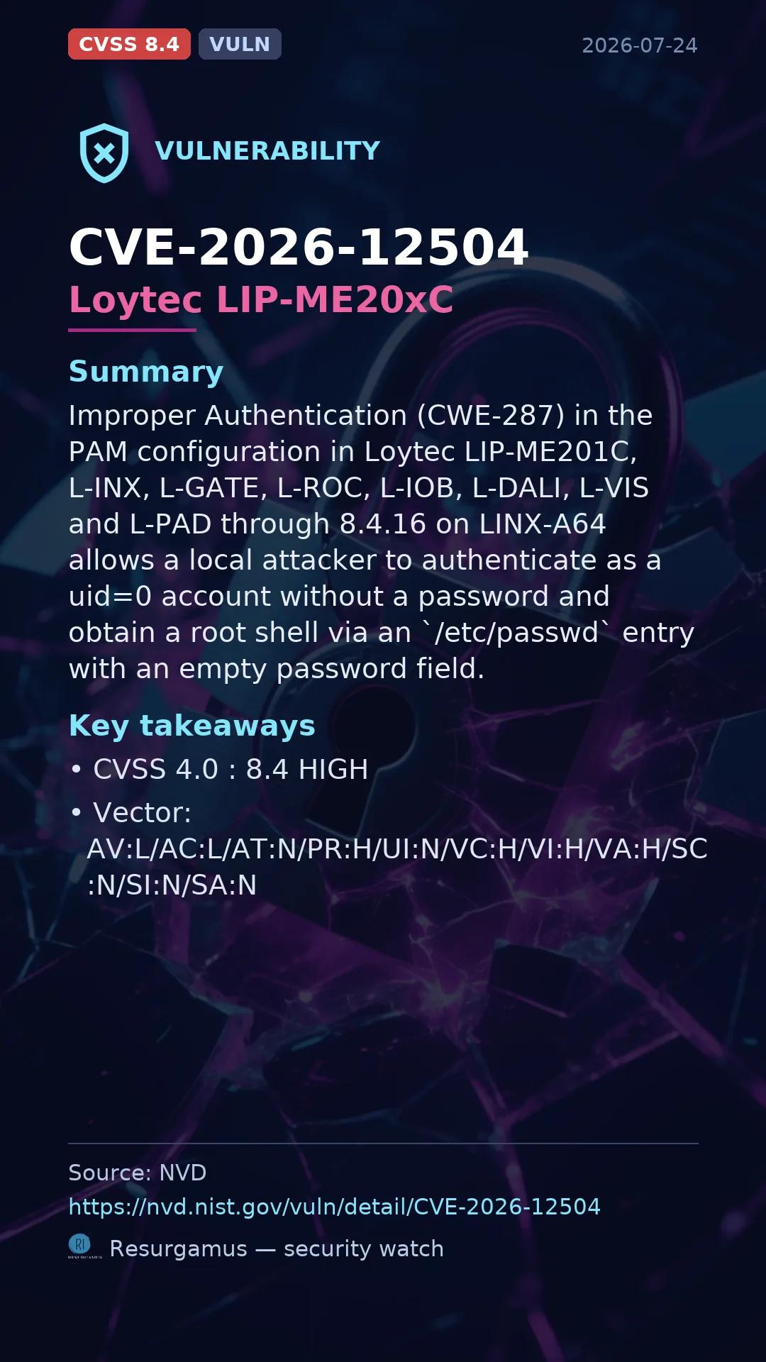 CVE-2026-12504 - Loytec LIP-ME20xC vulnerability