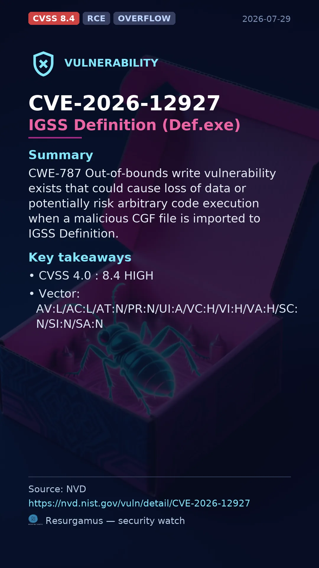 CVE-2026-12927 IGSS Definition (Def.exe) Vulnerability