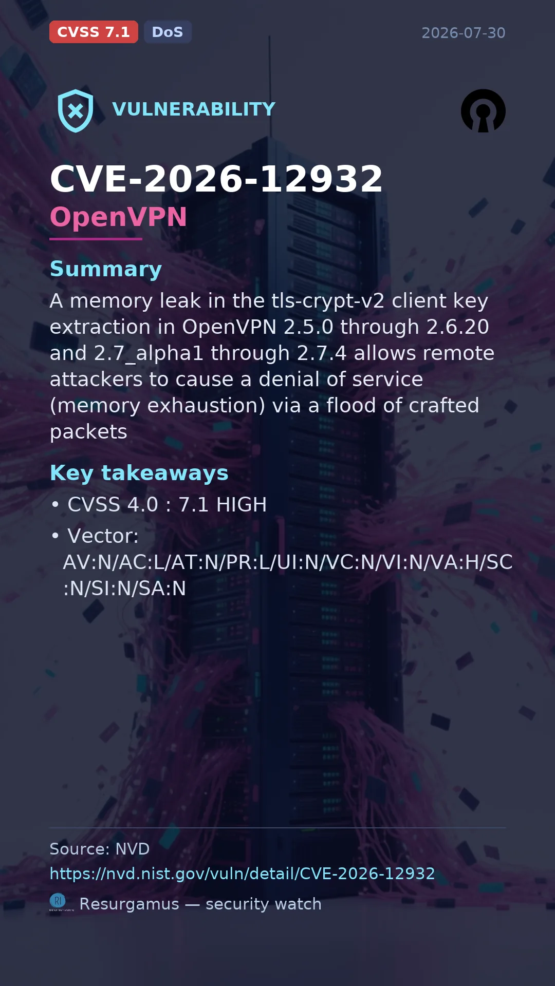 CVE-2026-12932 OpenVPN Vulnerability
