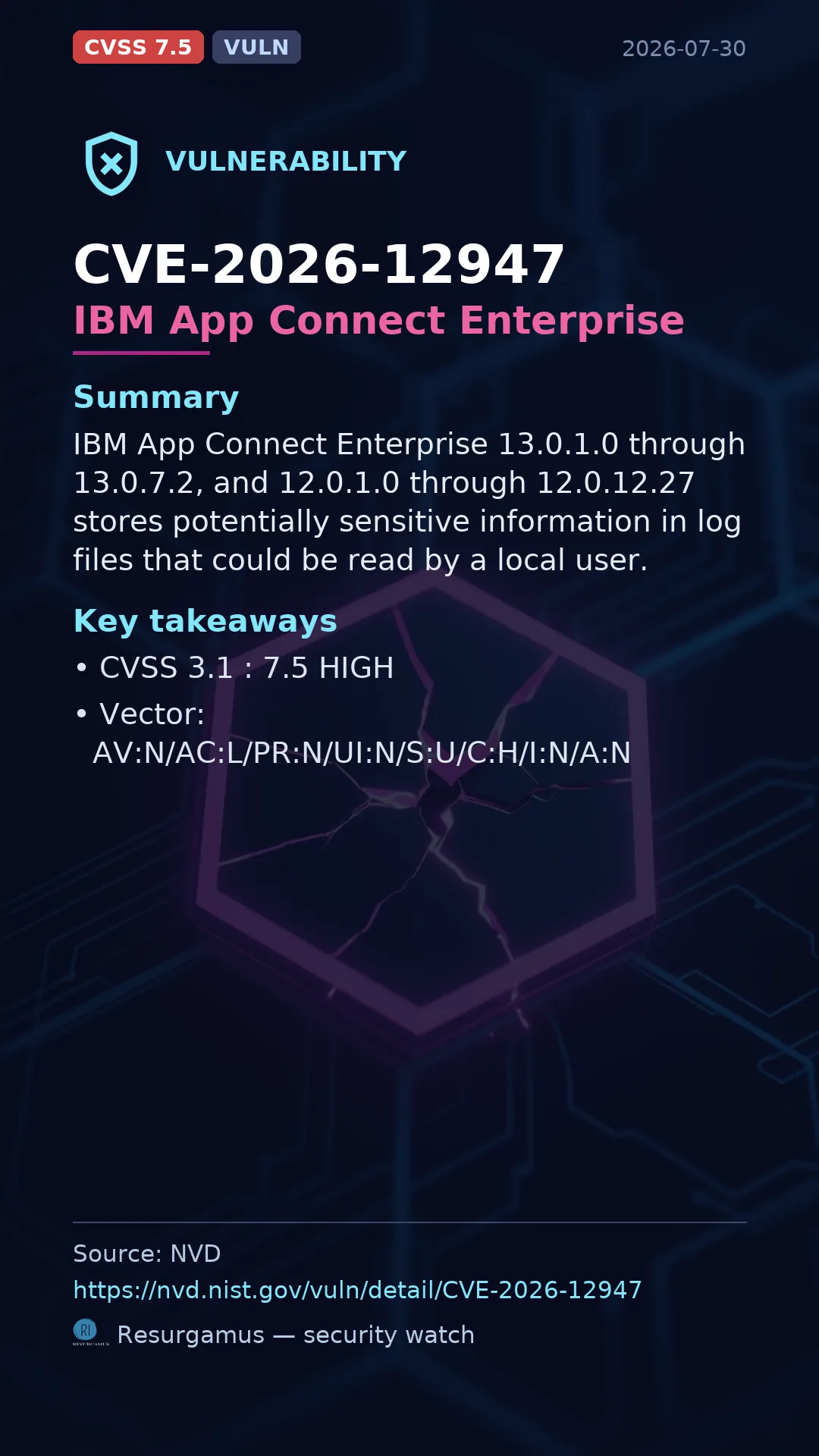 CVE-2026-12947 IBM App Connect Enterprise Vulnerability