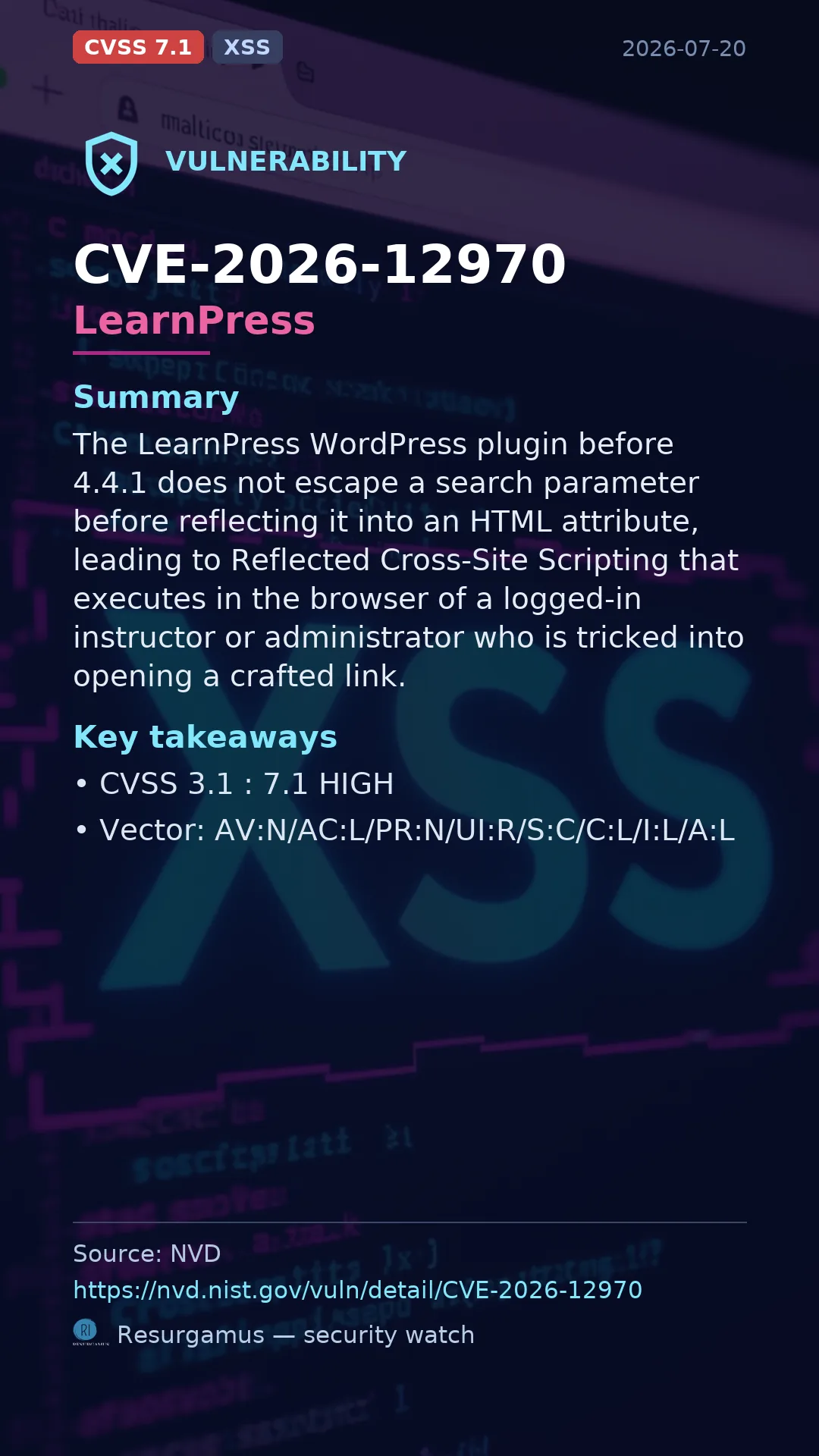 CVE-2026-12970 LearnPress Vulnerability