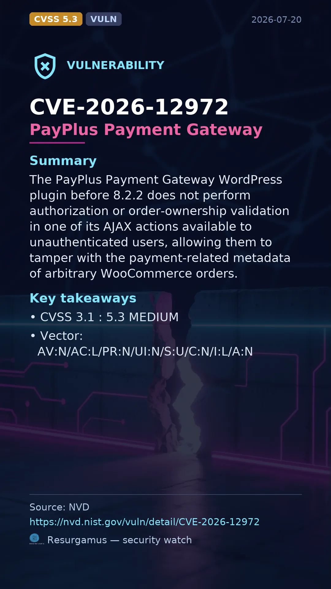 CVE-2026-12972 PayPlus Payment Gateway Vulnerability