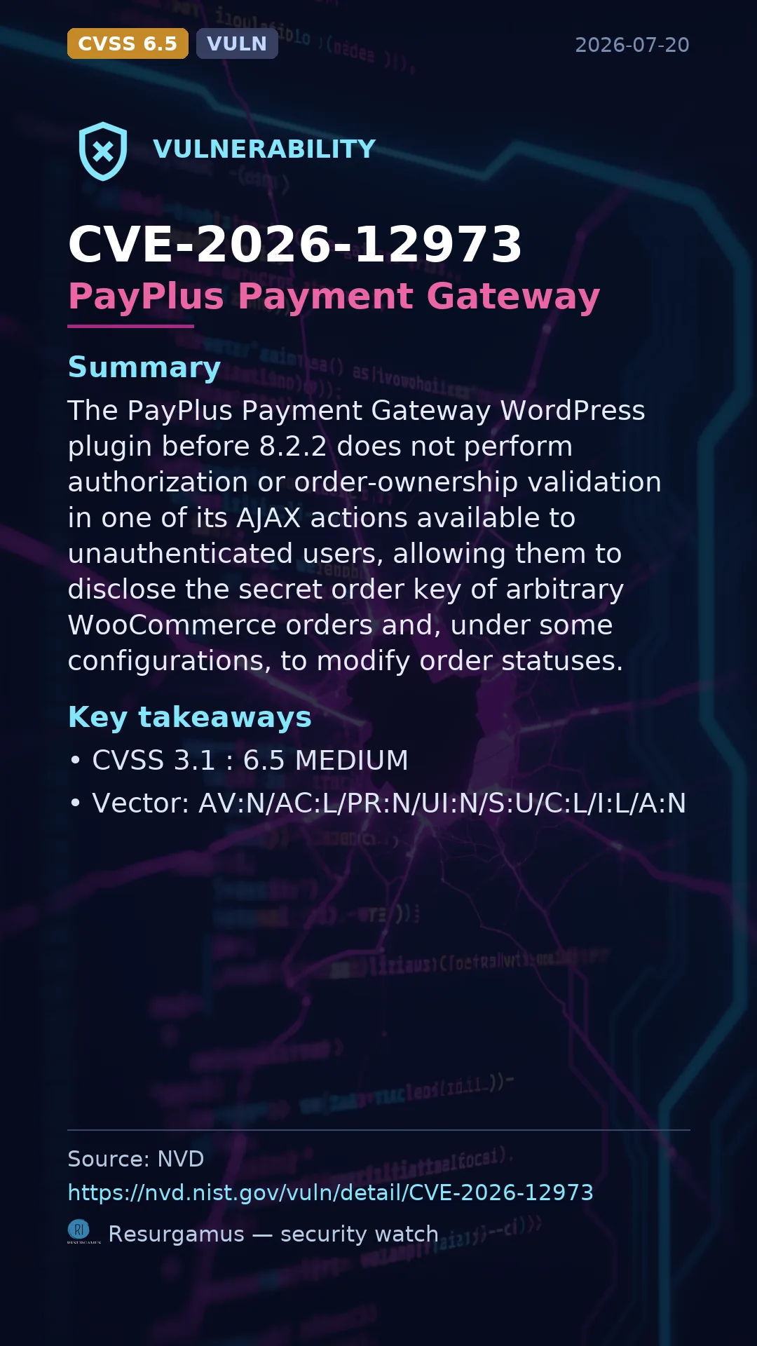 CVE-2026-12973 PayPlus Payment Gateway Vulnerability