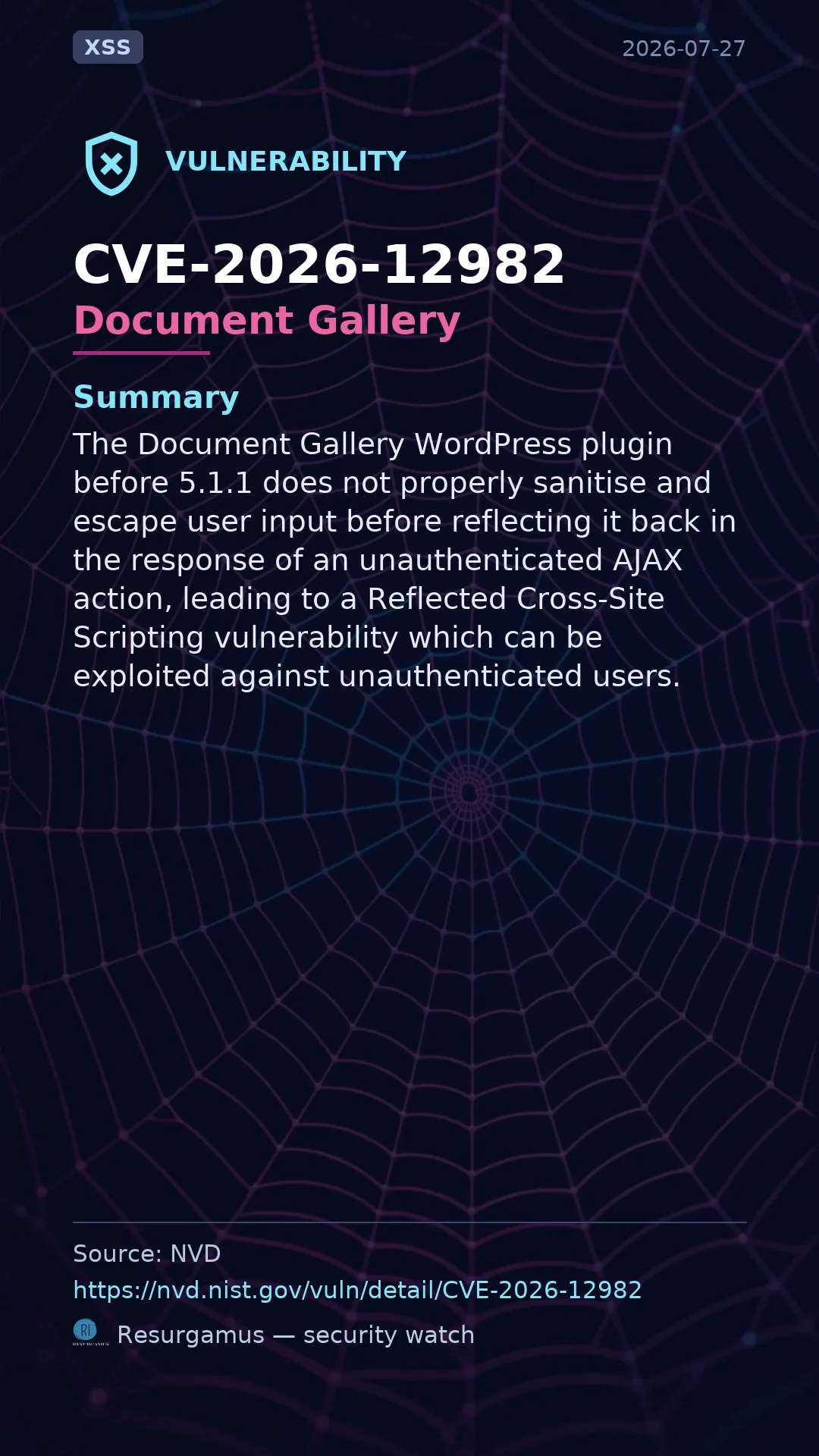 CVE-2026-12982 - Document Gallery vulnerability