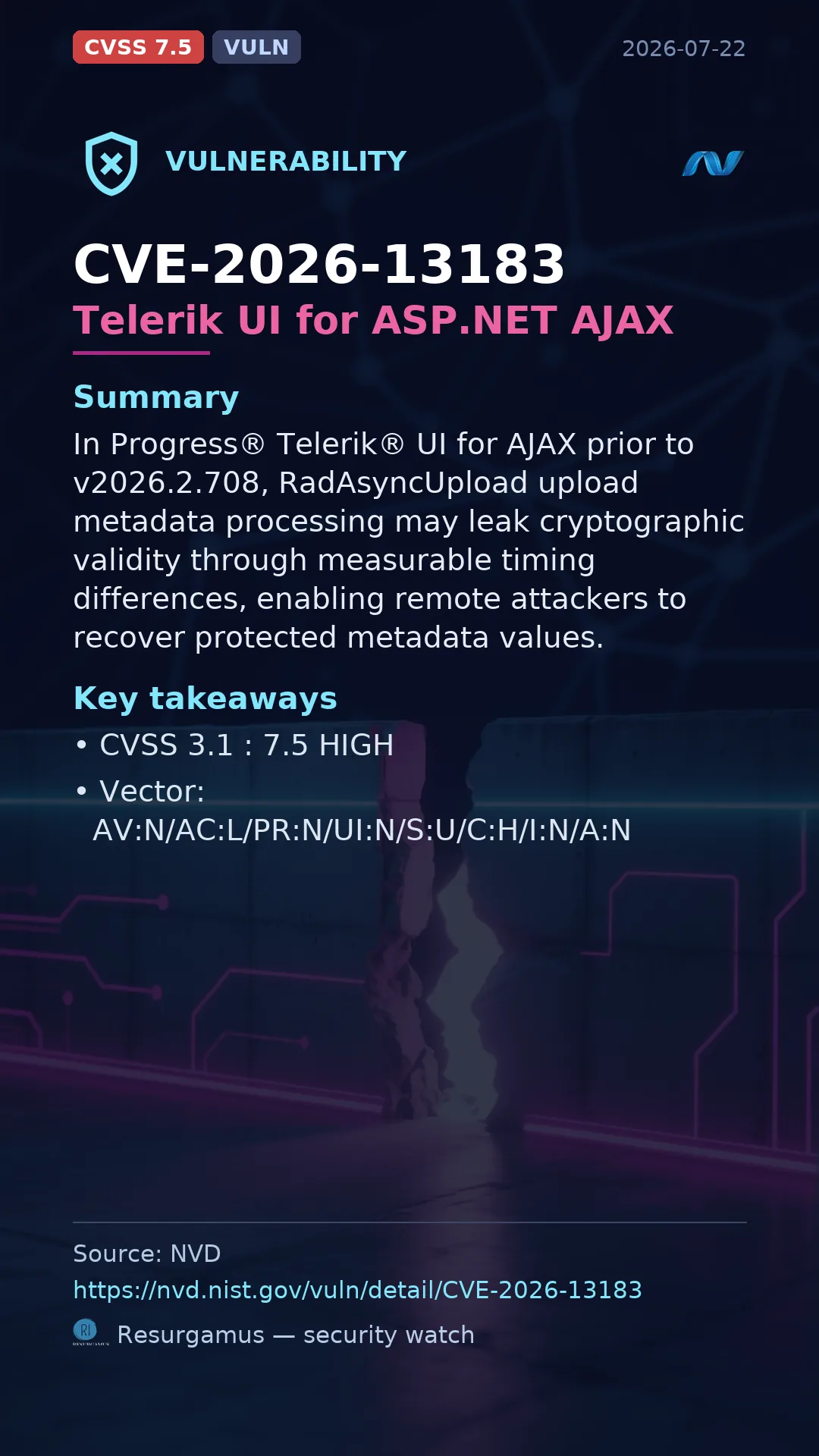 CVE-2026-13183 Telerik UI for ASP.NET AJAX Vulnerability