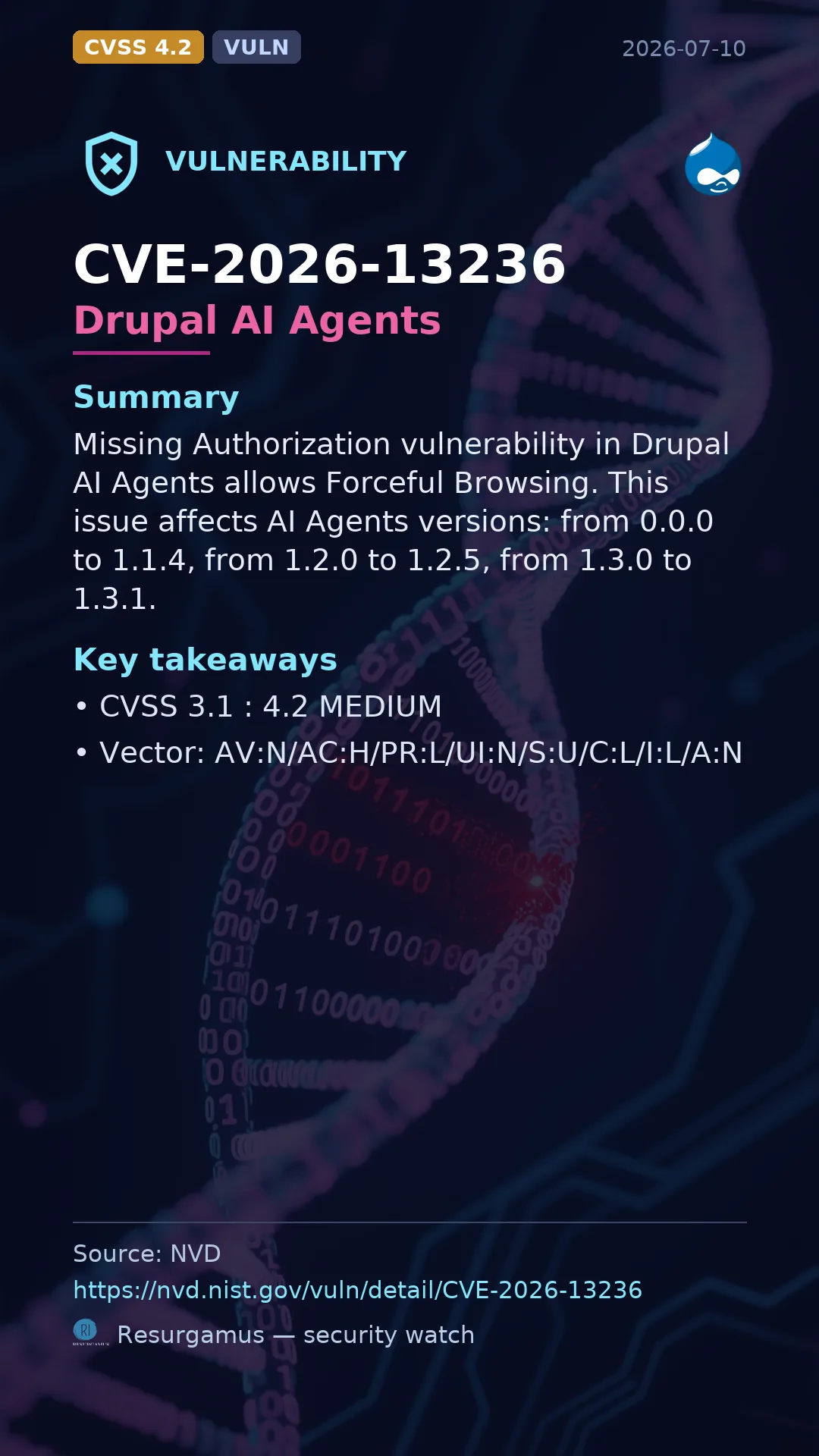 CVE-2026-13236 Drupal AI Agents Vulnerability
