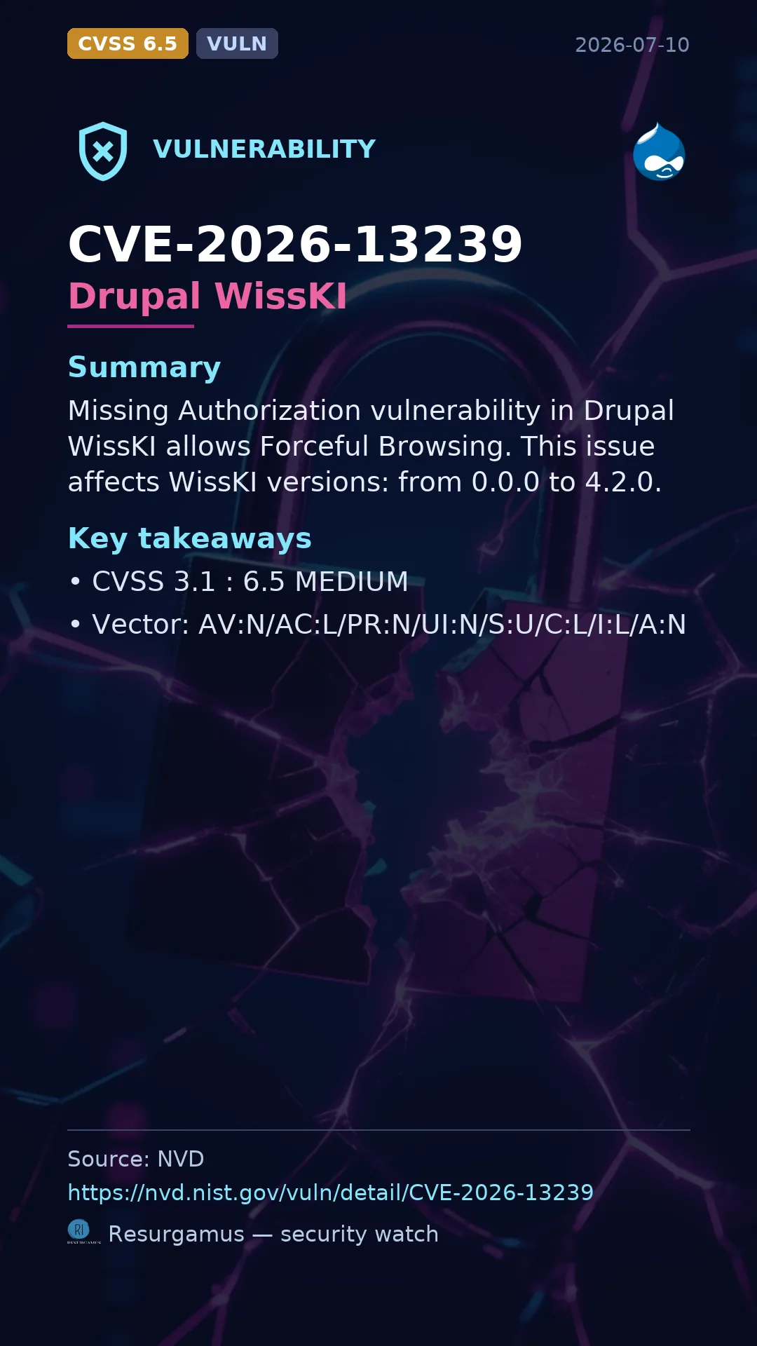 CVE-2026-13239 Drupal WissKI Vulnerability