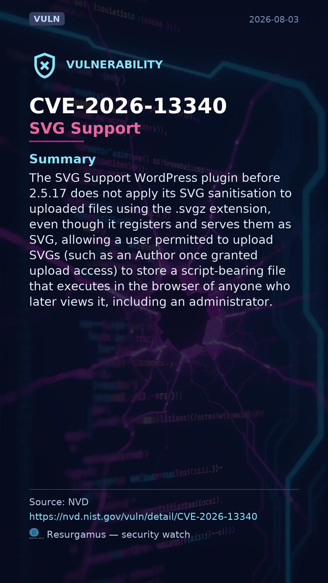 CVE-2026-13340 SVG Support Vulnerability