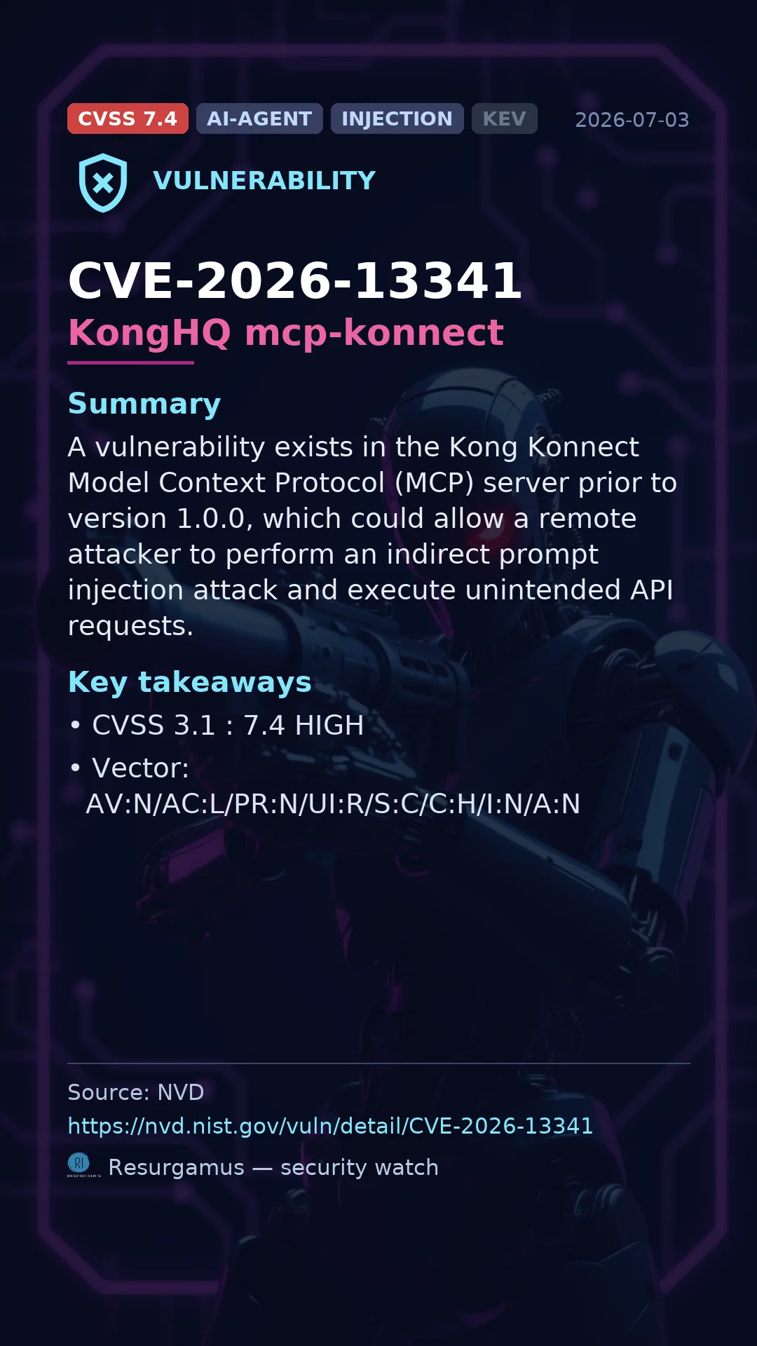 CVE-2026-13341 KongHQ mcp-konnect Vulnerability