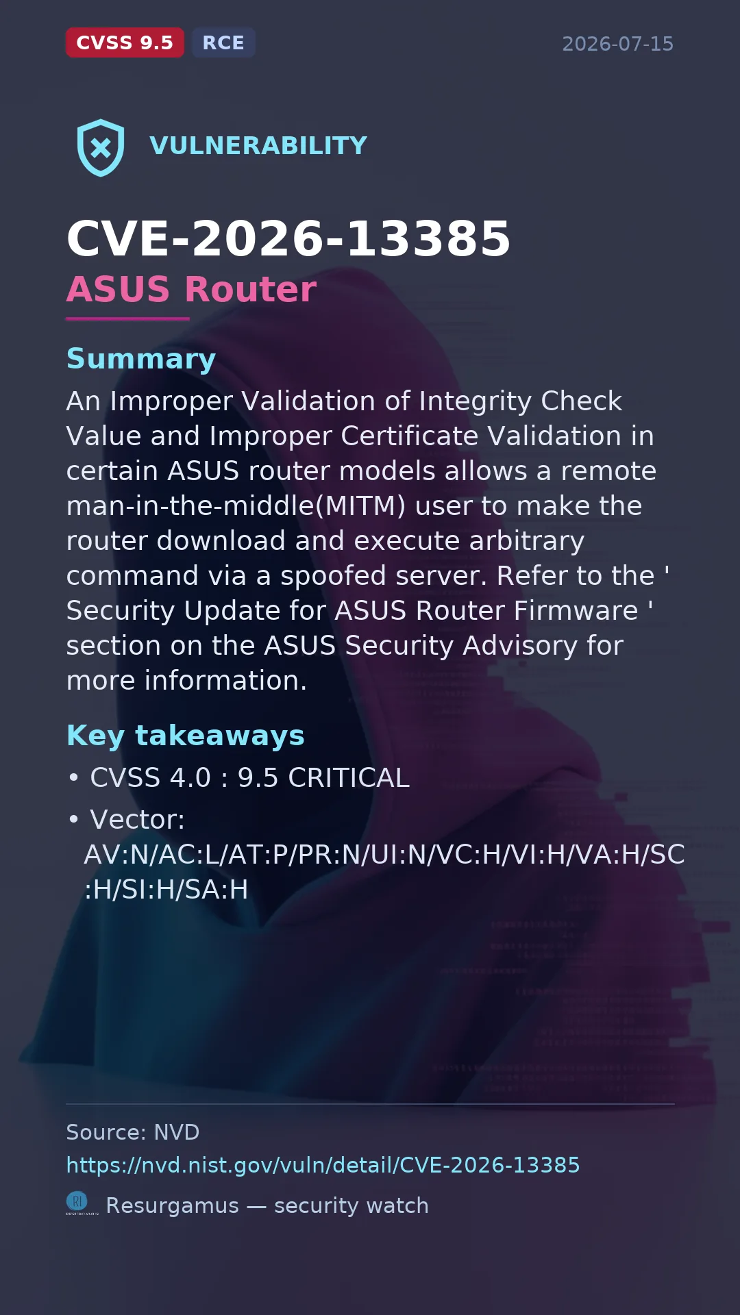 CVE-2026-13385 ASUS Router Vulnerability